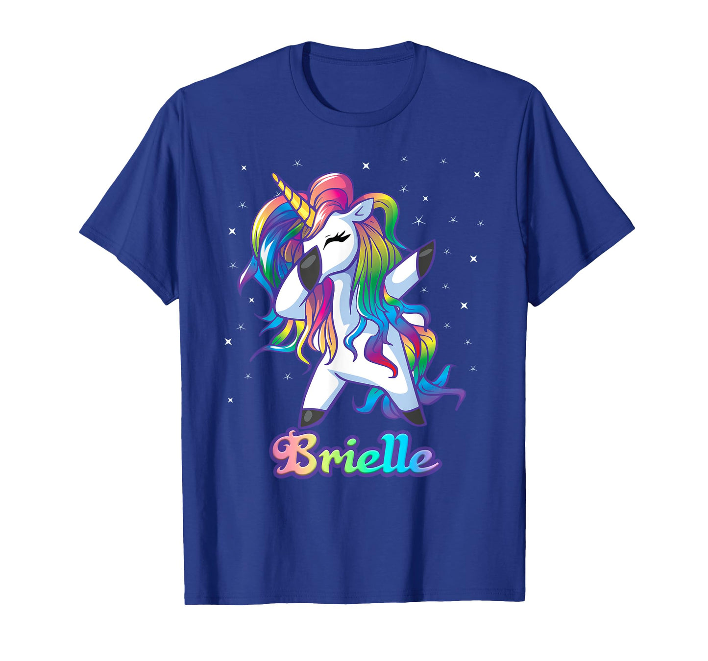 BRIELLE Name Personalized Custom Rainbow Unicorn Dabbing T-Shirt