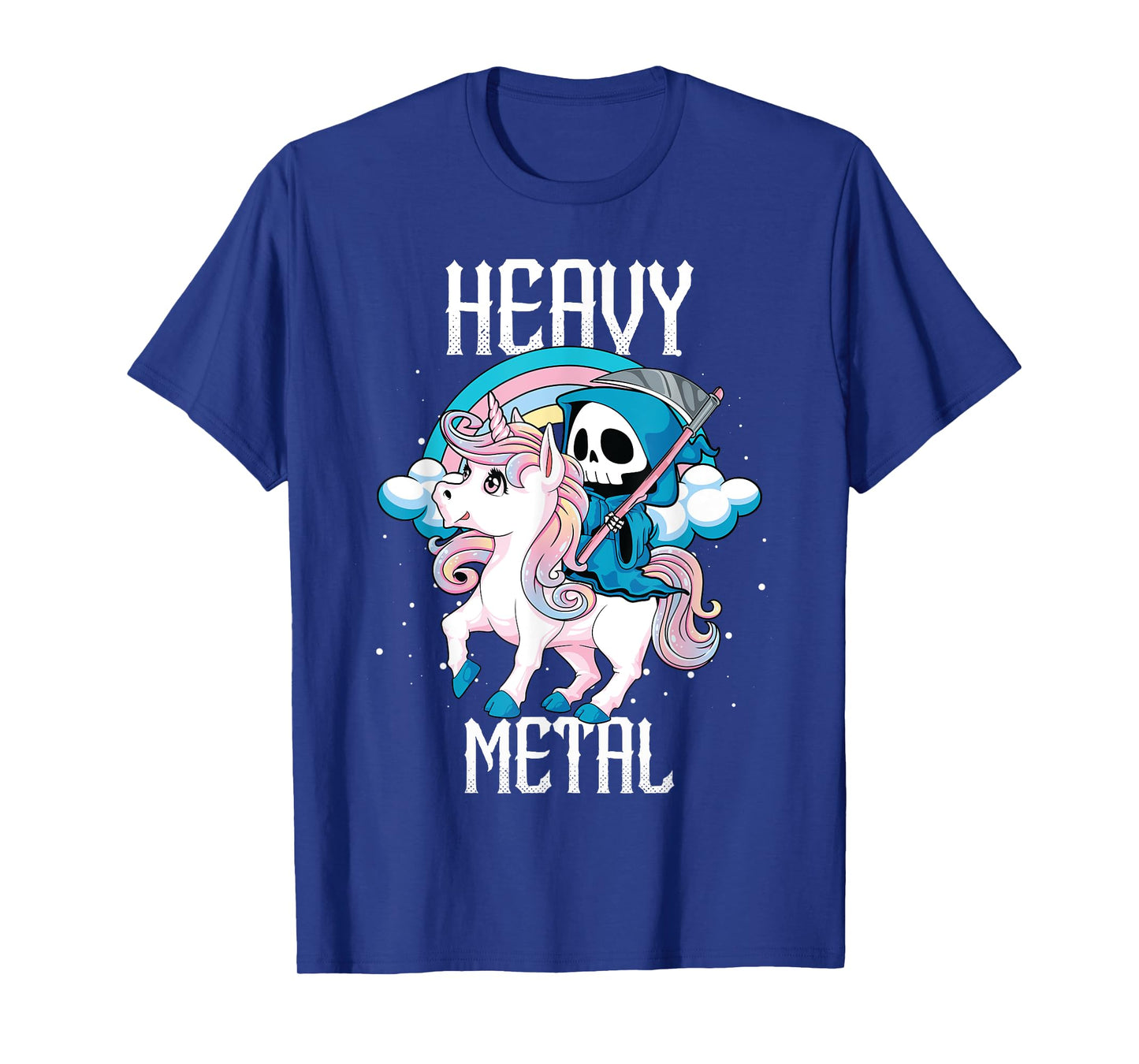 Kawaii Pastel Heavy Metal Rock Rainbow Grim Reaper Unicorn T-Shirt