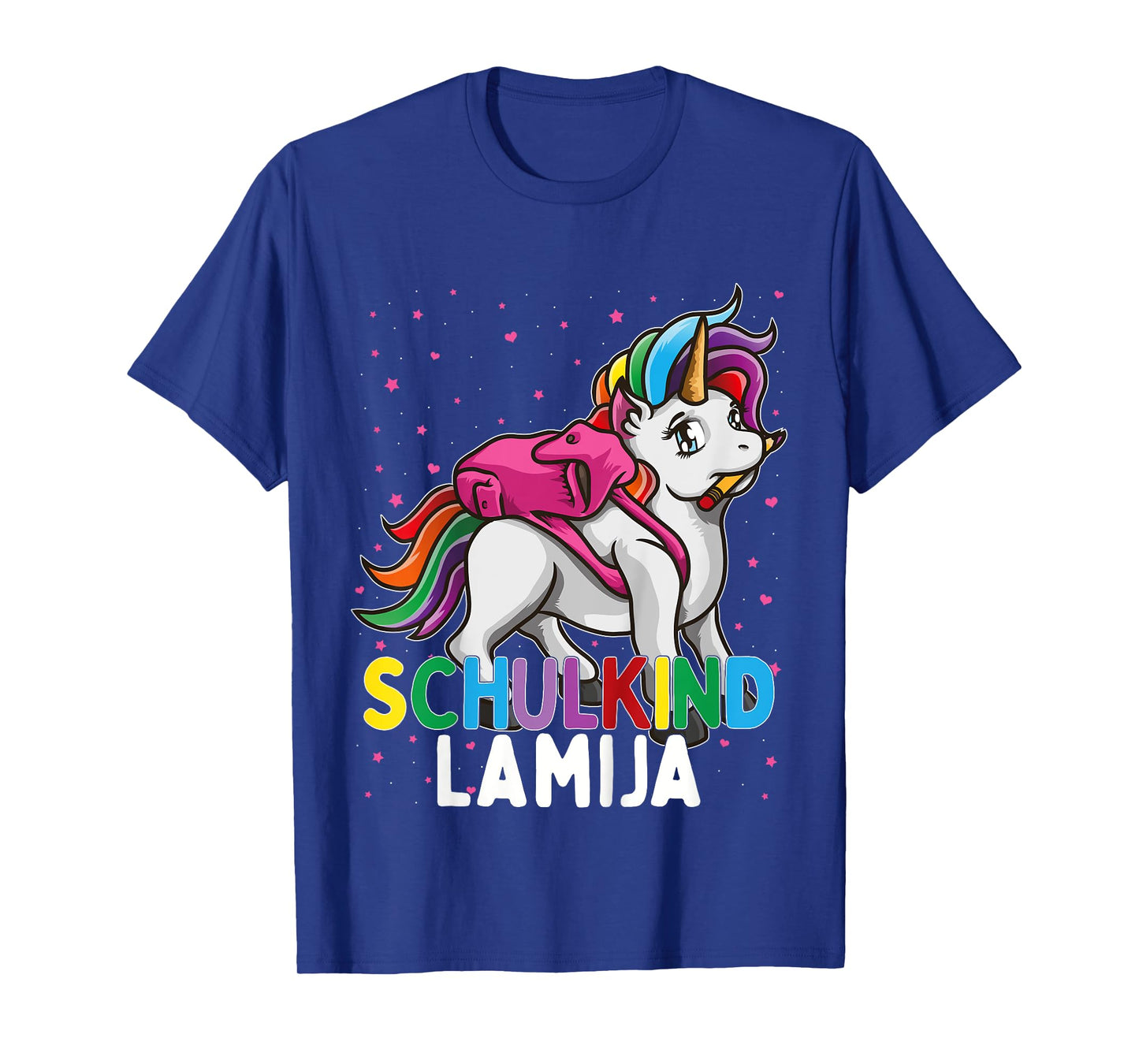 Kids School Child Unicorn Lamija First Name Girls T-Shirt