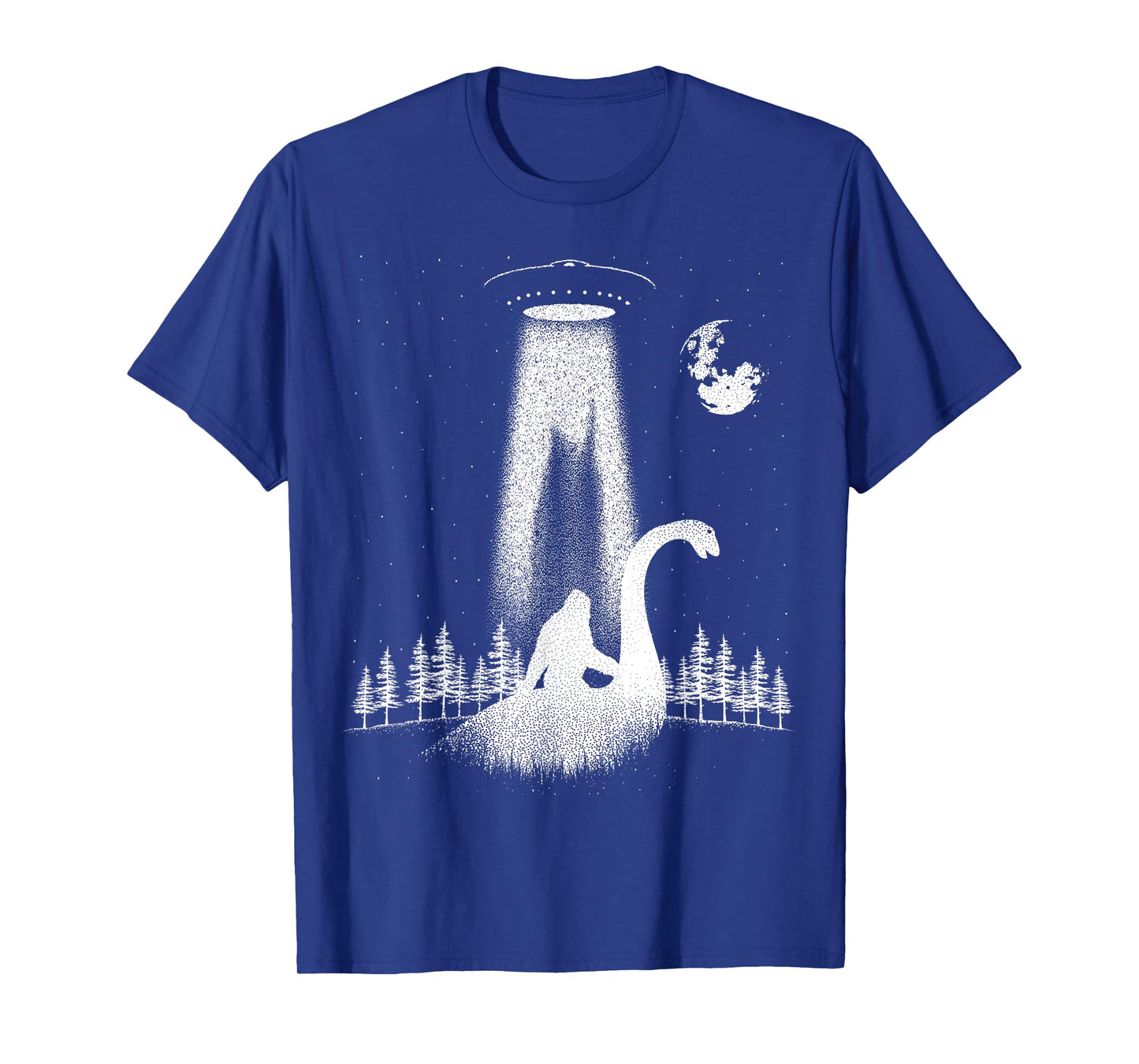 Bigfoot Riding Loch Ness Monster Nessie Funny Sasquatch Ufo T-Shirt
