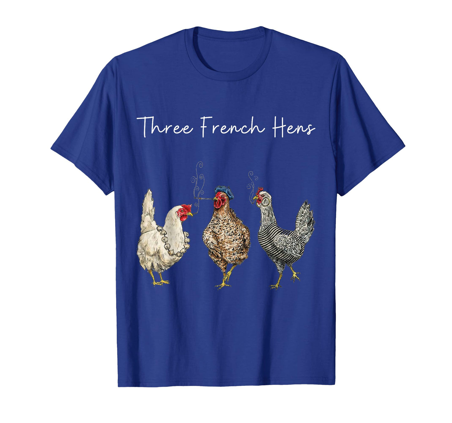 Funny Christmas Pun Three French Hens Chicken Puns Womens T-Shirt