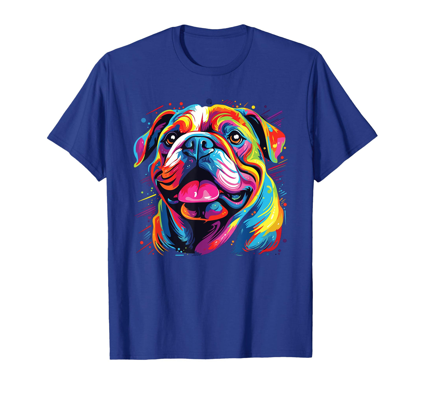 Watercolor Colorful Bulldog Dogs T-Shirt for Men Women Kids