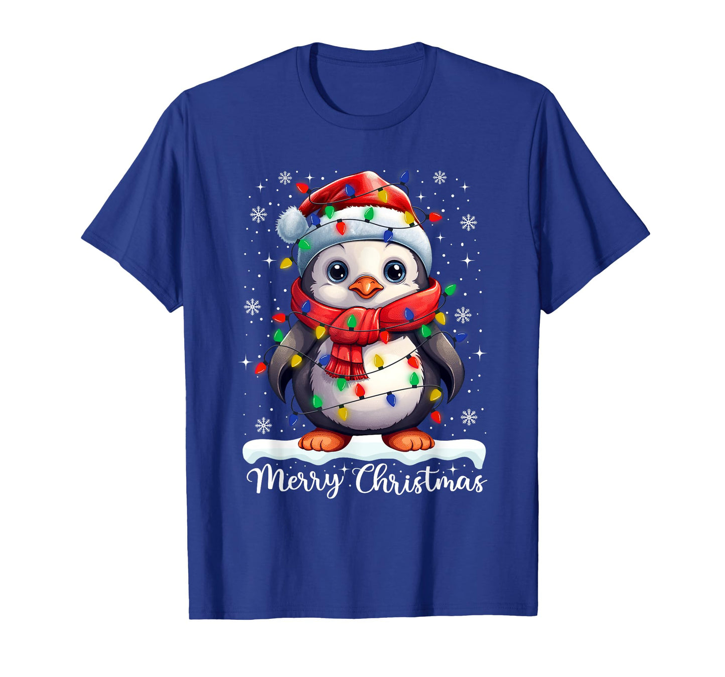 Merry Christmas Penguin Santa Hat Xmas Family Men Women T-Shirt
