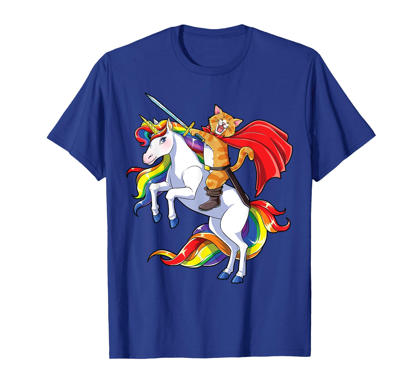 Cat Riding Unicorn Funny Caticorn Kittycorn Kitty Kitten T-Shirt for Men Women Kids