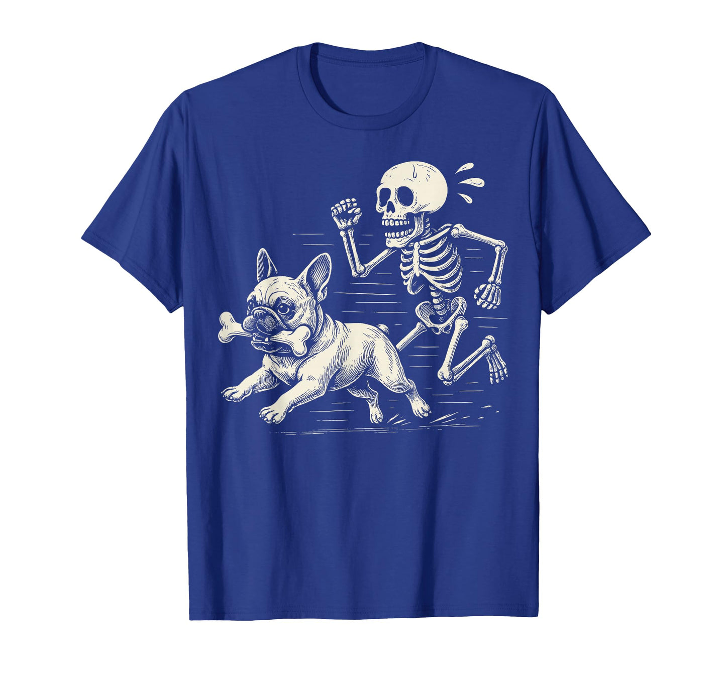 Funny Halloween French Bulldog and Skeleton T-Shirt