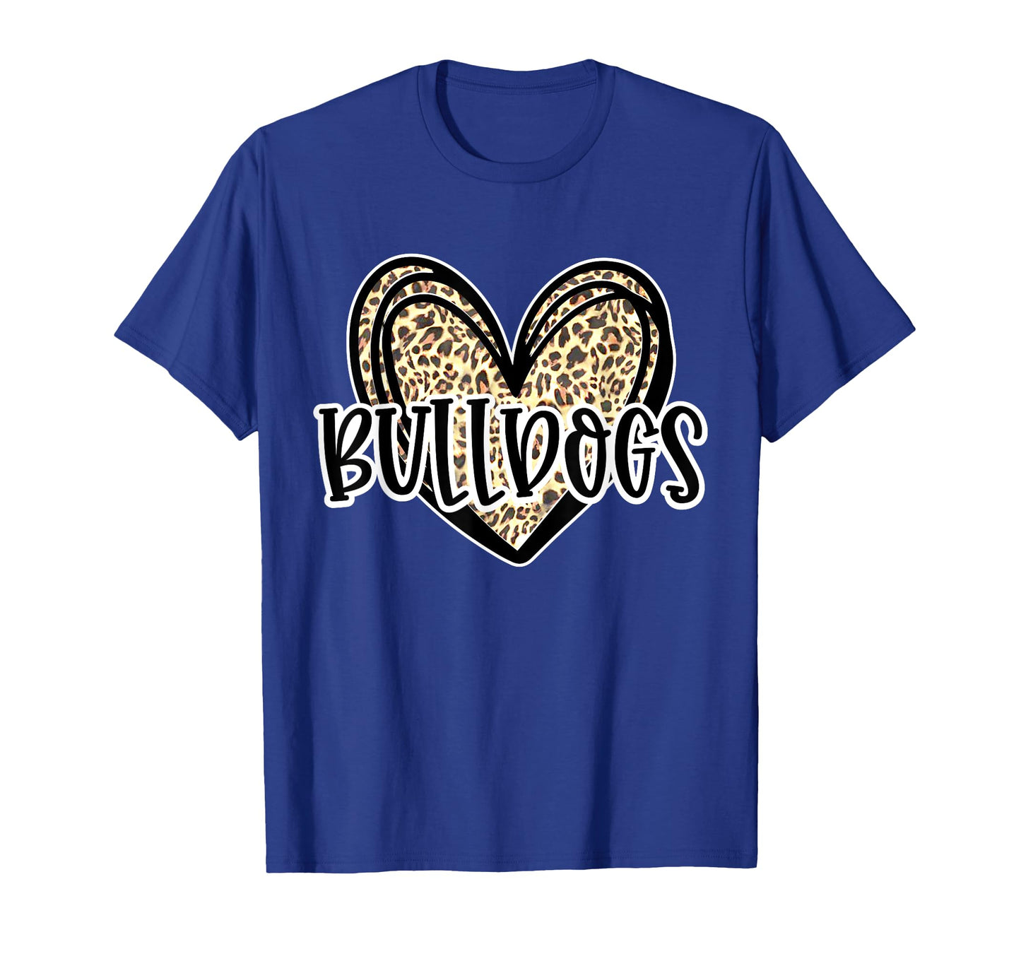 Bulldogs Mascot Leopard Cheetah Heart Fall Football Sport T-Shirt