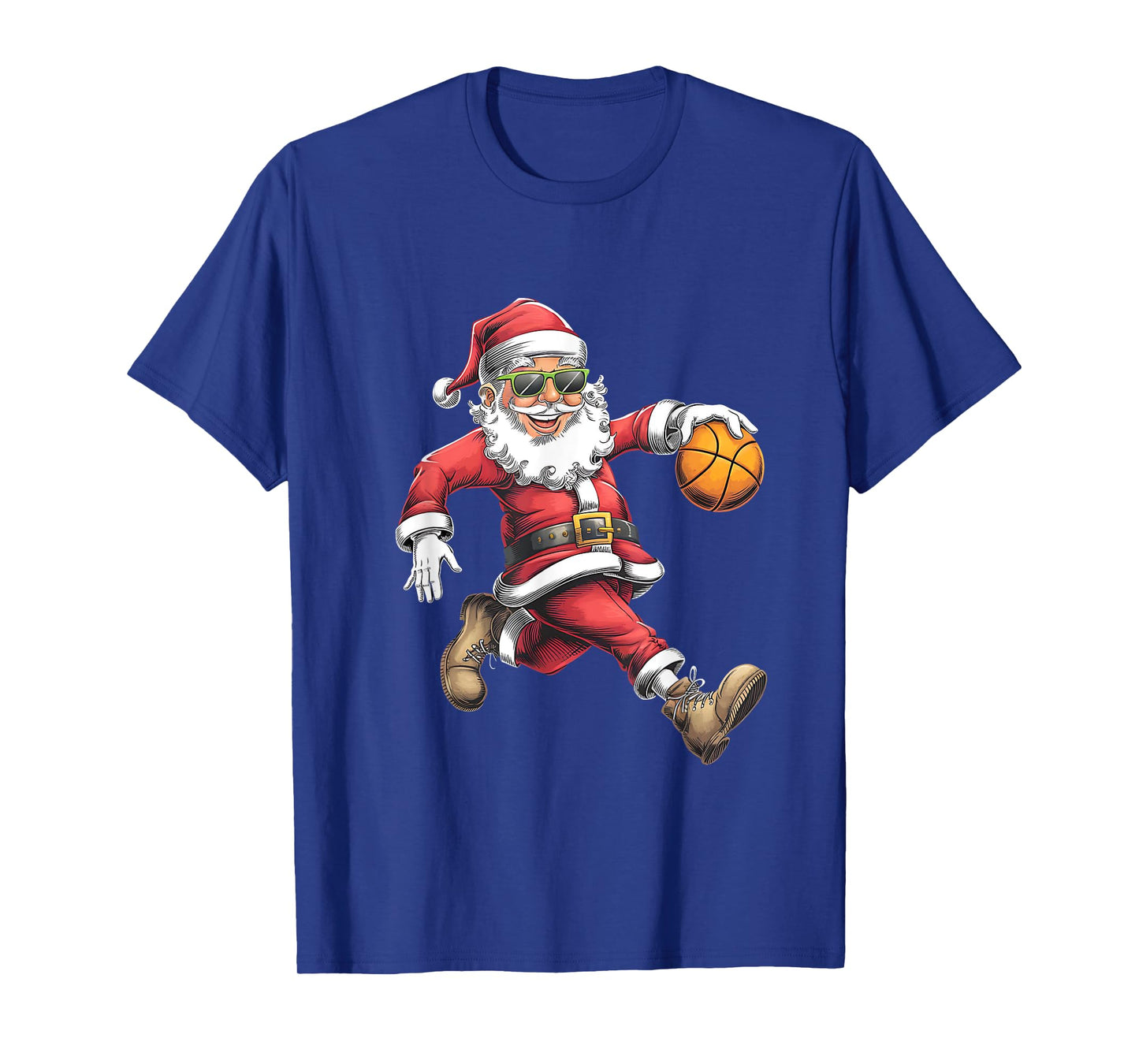 Christmas Santa Claus Dunking A Basketball Boys Kids Xmas T-Shirt