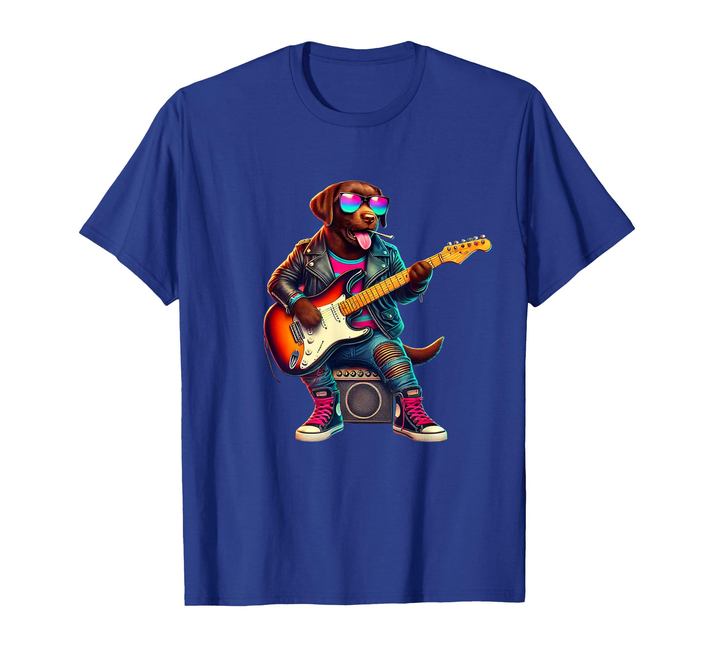 Chocolate Lab Electric Guitar Funny Dog Rock Band Musician T-Shirt for Men Women Kids
