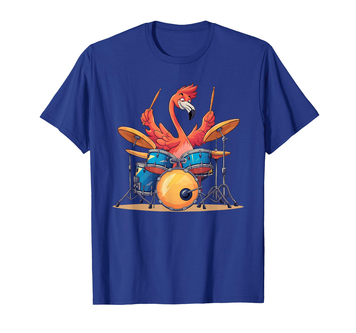 Cute Flamingo Playing Drums Flamingos Drummer Music T-Shirt