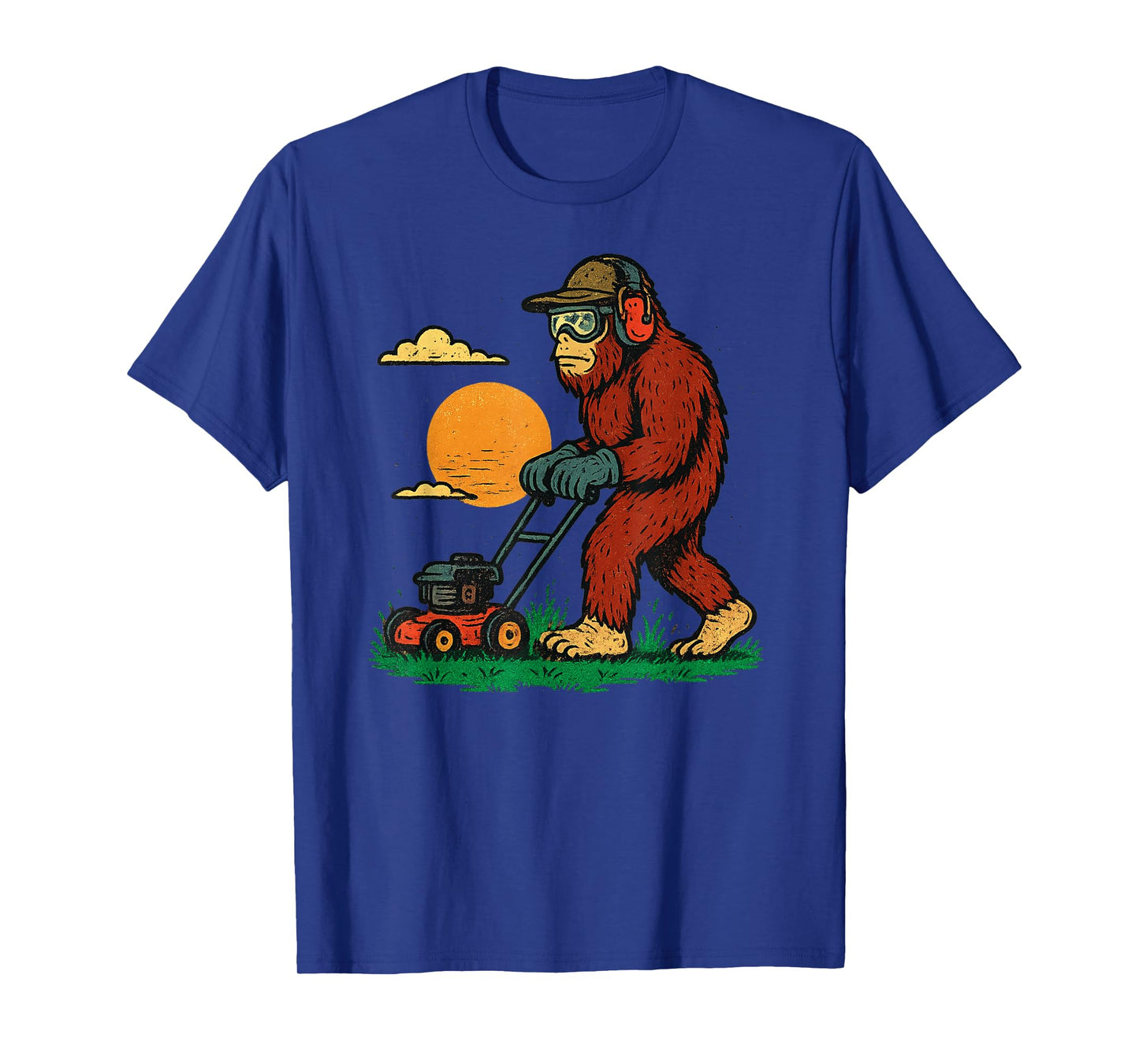 Sasquatch Lawn Mower Vintage Lawn Mower Dad Funny Lawn Mower T-Shirt