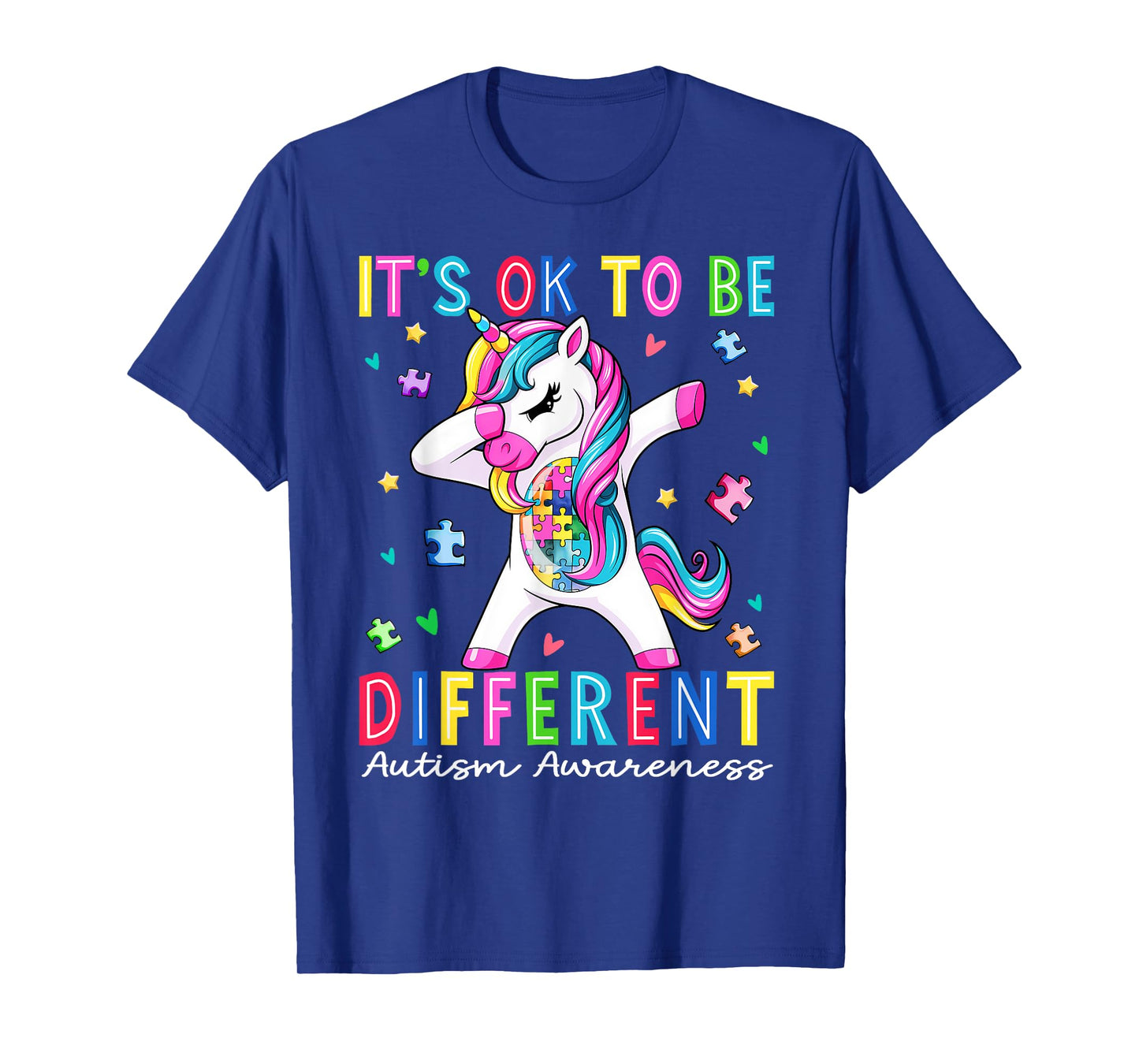 Cute Unicorn It is Ok To Be Different Autism Awareness Girls T-Shirt