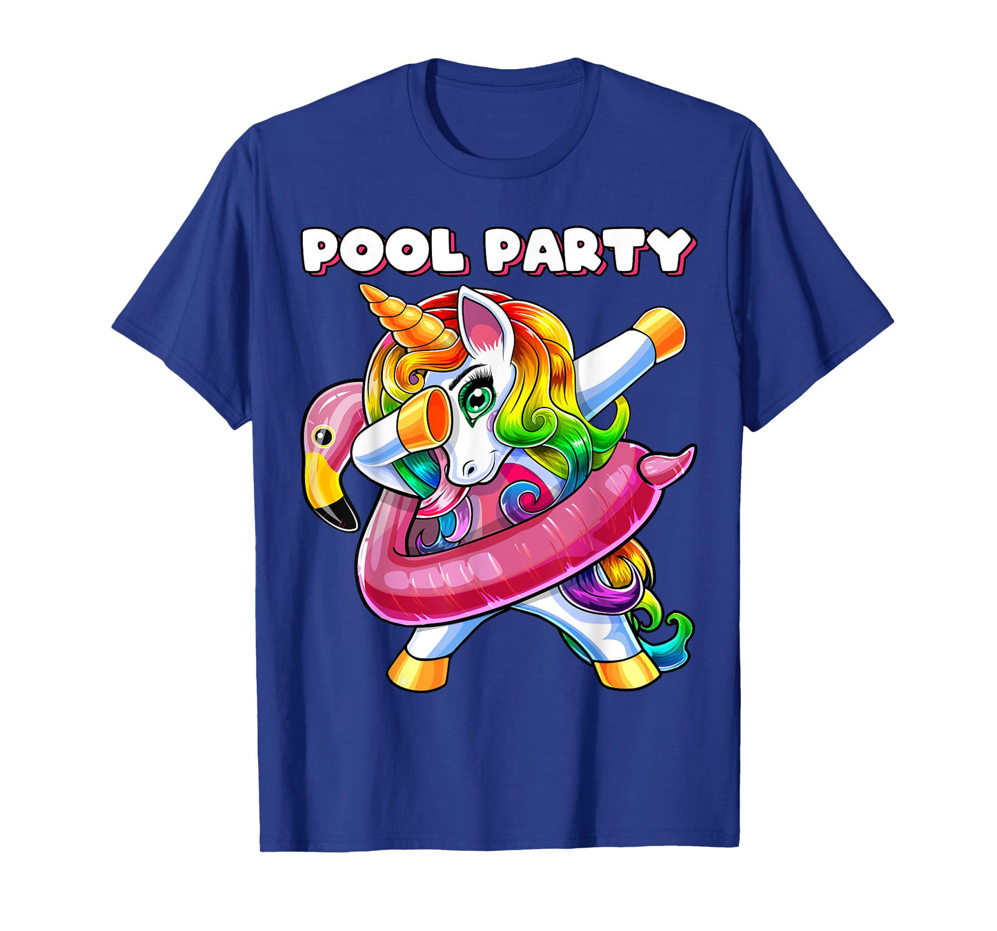 Pool Party Flamingo Float Dabbing Unicorn Girls Women Summer T-Shirt