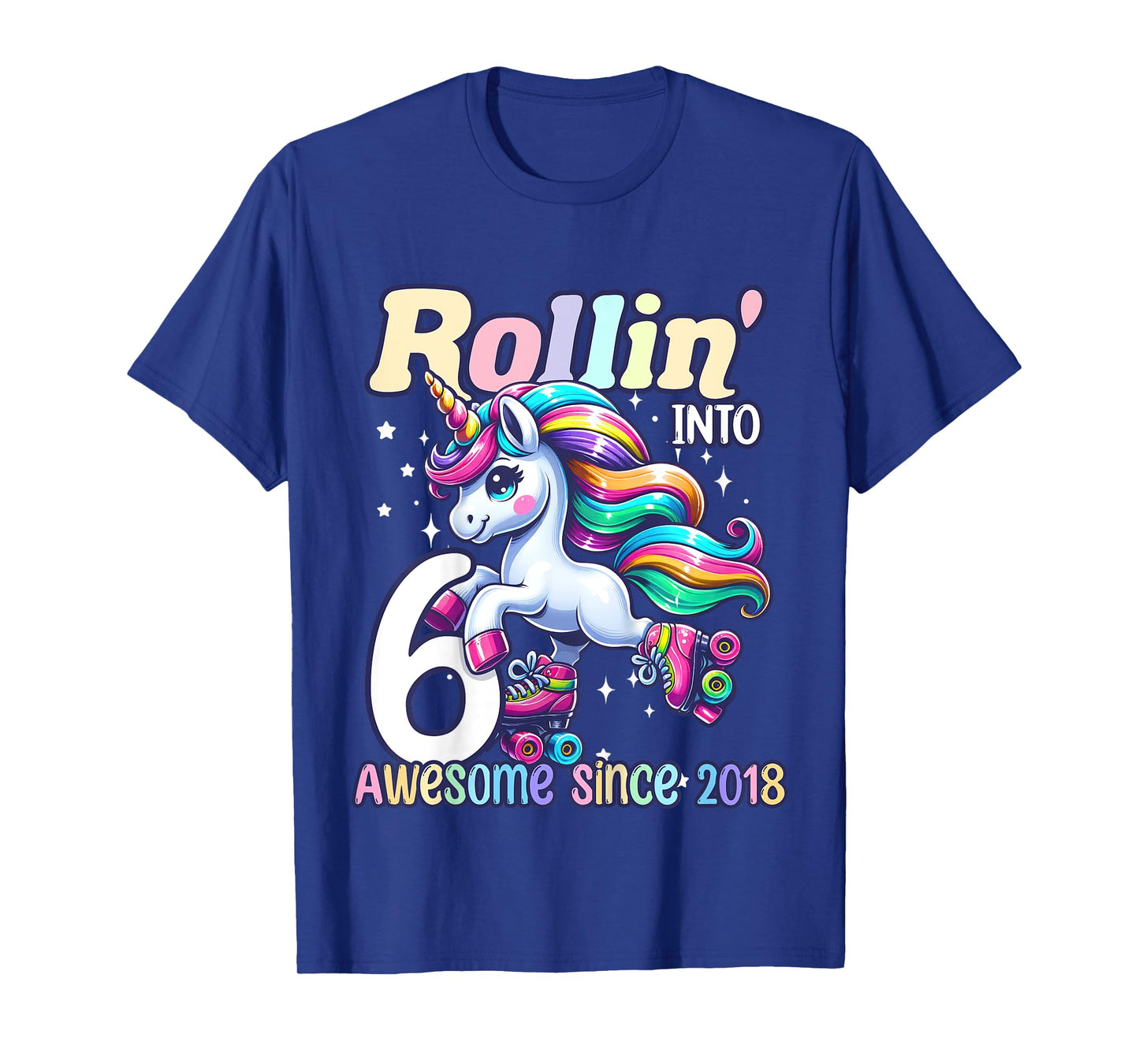 Kids Unicorn 6th Birthday 6 Year Old Roller Skate Party Girls T-Shirt