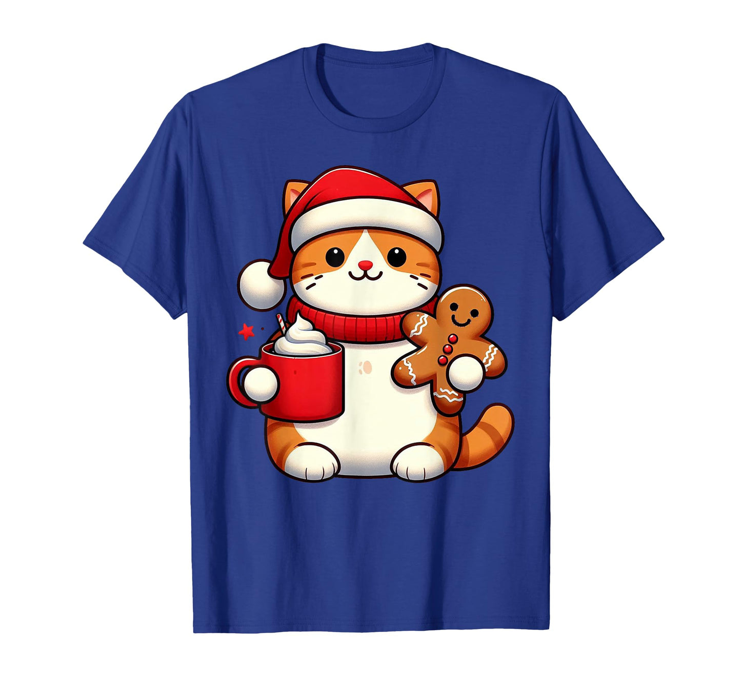 Cat Santa Hat Christmas Holiday Xmas Coffee Gingerbread T-Shirt for Men Women
