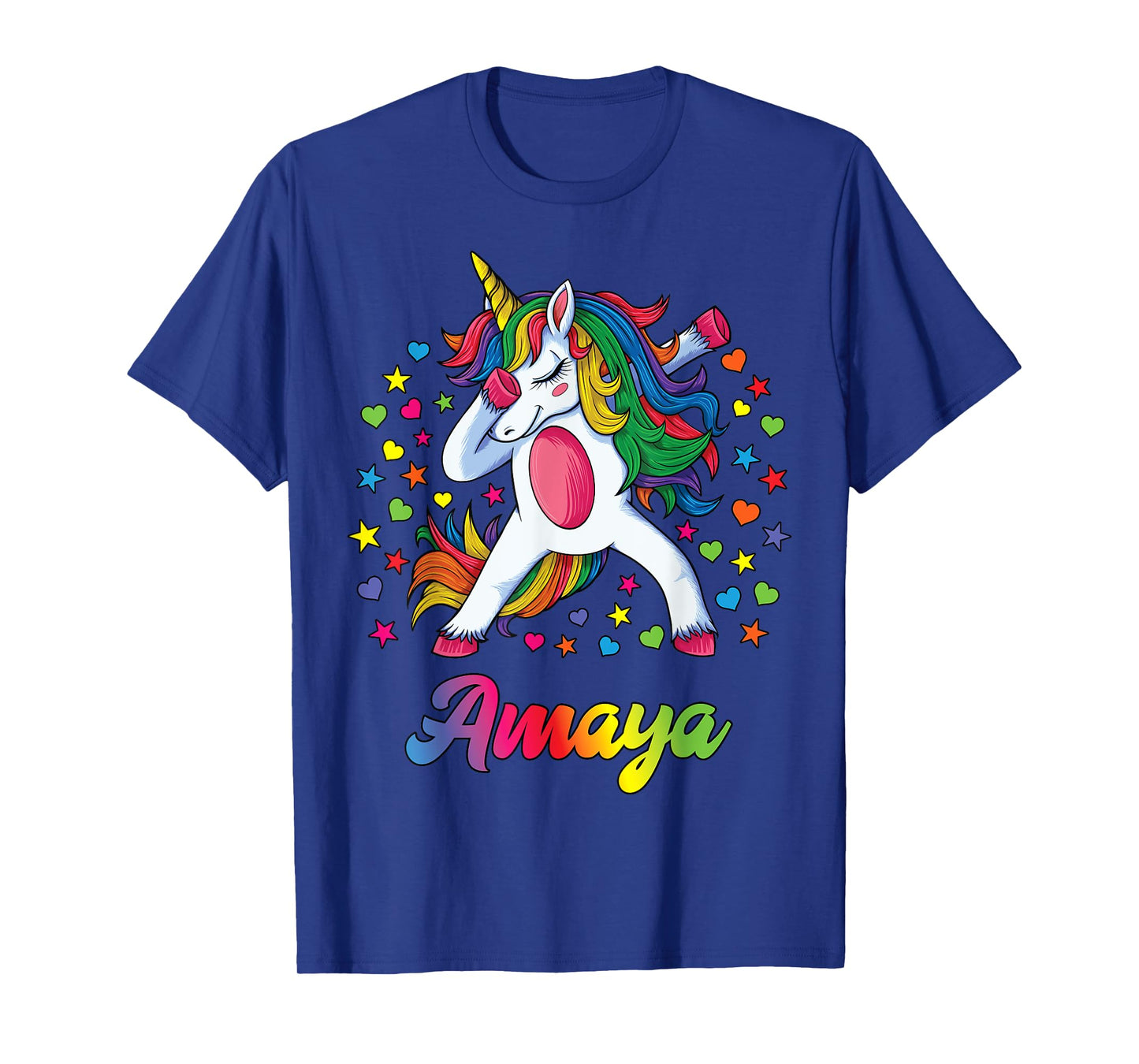 Amaya Dabbing Unicorn Rainbow Personalized Name Custom T-Shirt