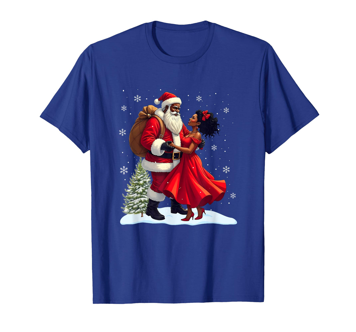Santa Claus Couple Dancing African American Christmas T-Shirt