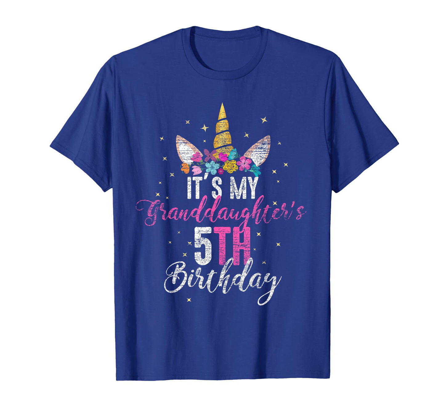 Its My Granddaughters 5th Birthay Girl Unicorn Birthday T-Shirt