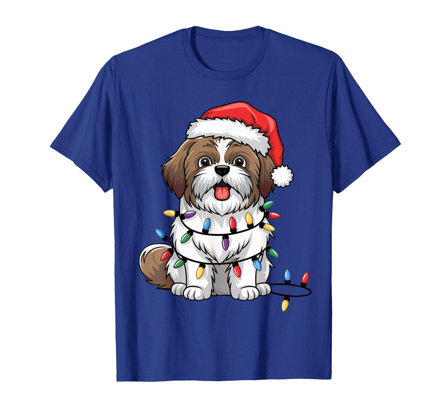 Shih Tzu Christmas Lights Xmas Dogs Gifts for Men Women T-Shirt