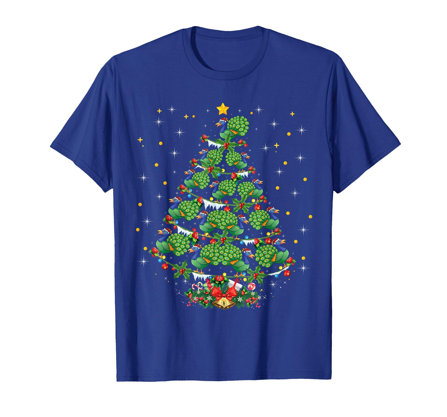 Funny Peacock Bird Lover Xmas Gift Peacock Christmas Tree T-Shirt