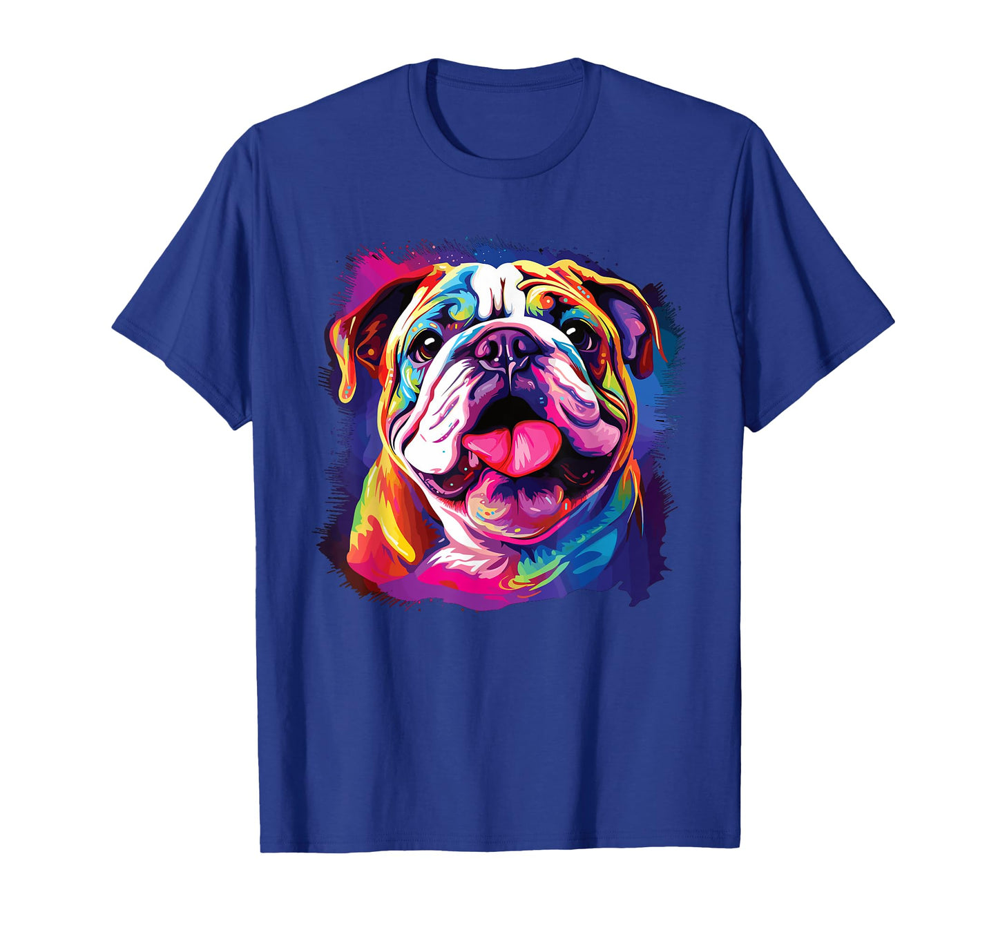Watercolor Colorful English Bulldog Dogs T-Shirt for Men Women Girls Kids