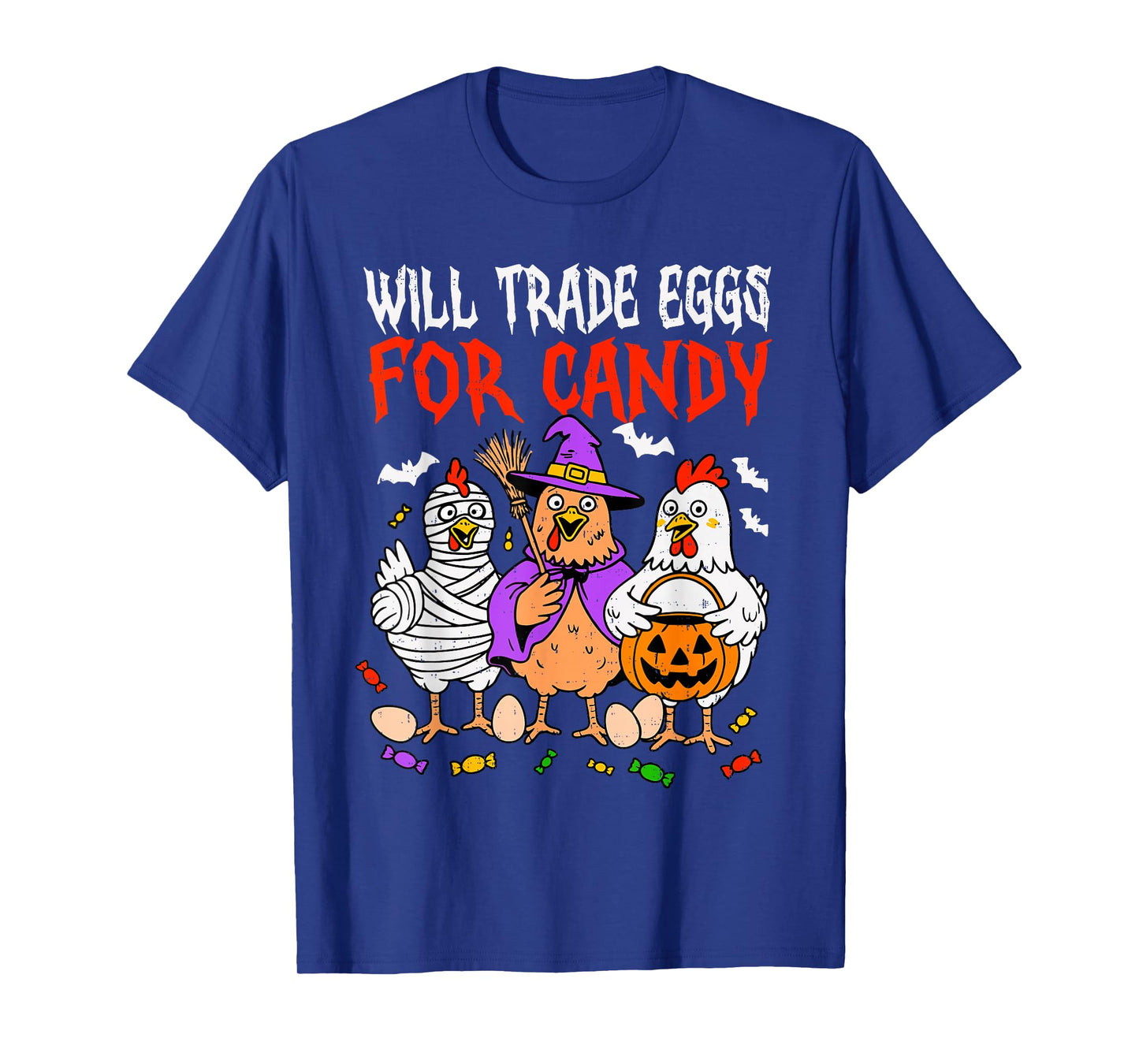 Trade Eggs for Candy Spooky Chicken Halloween Farm Farmer T-Shirt