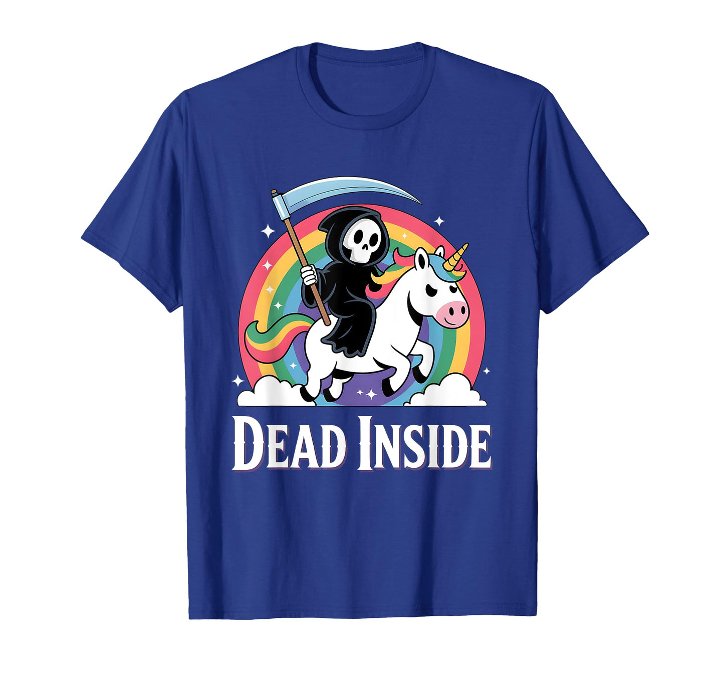 Cute Grim Reaper Rainbow Unicorn Dark Humor Dead Inside T-Shirt