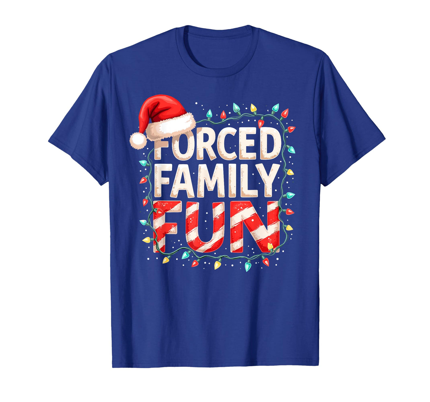 Forced Family Fun Christmas Candy Cane Tree Lights Party T-Shirt