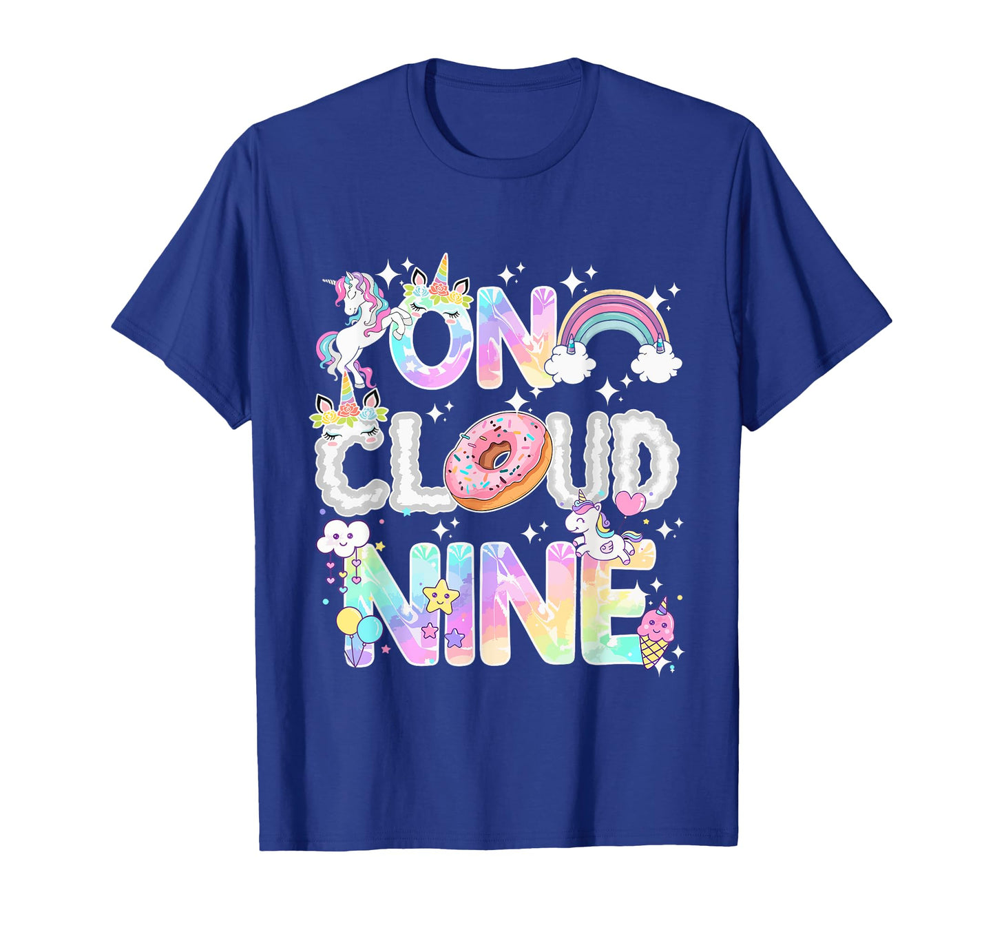 On Cloud Nine Unicorn Donut Birthday Shirt, 9th Birthday T-Shirt