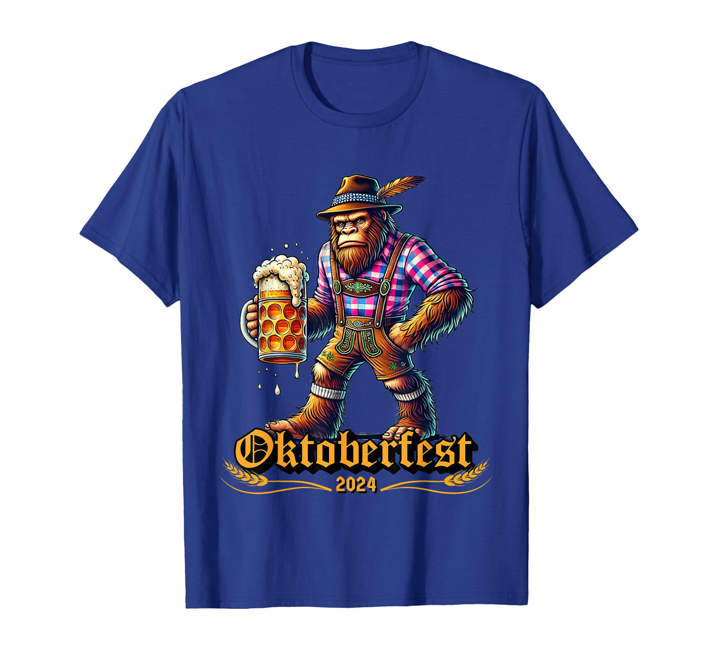 German Bigfoot Sasquatch Lederhose Funny Oktoberfest 2024 T-Shirt