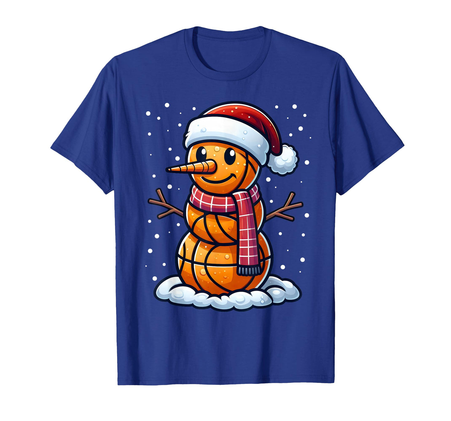 Funny Christmas Basketball Snowman Santa Basketball Boys Men T-Shirt