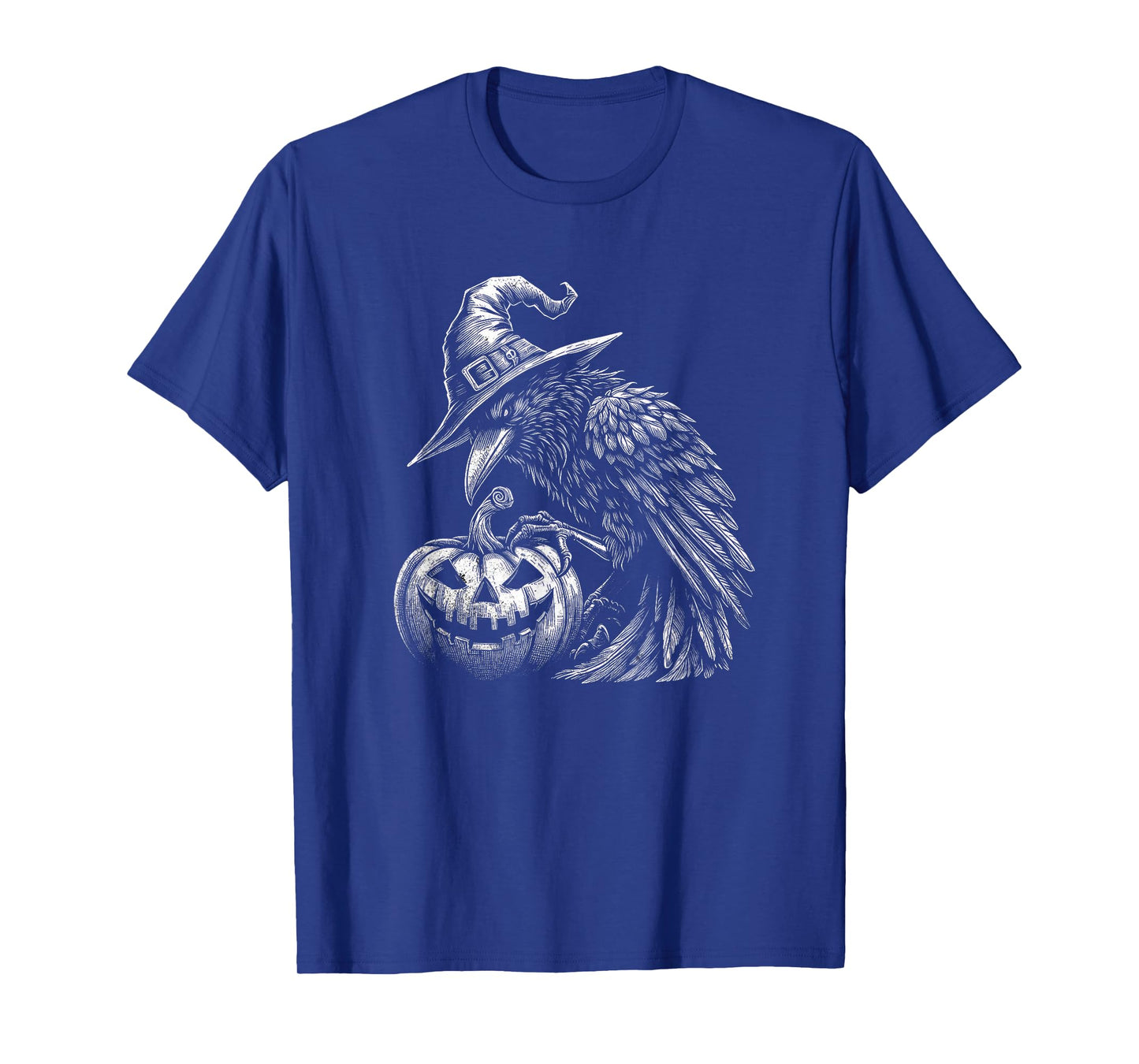 Goth Halloween Raven With Wizard Hat Art Crow Design T-Shirt