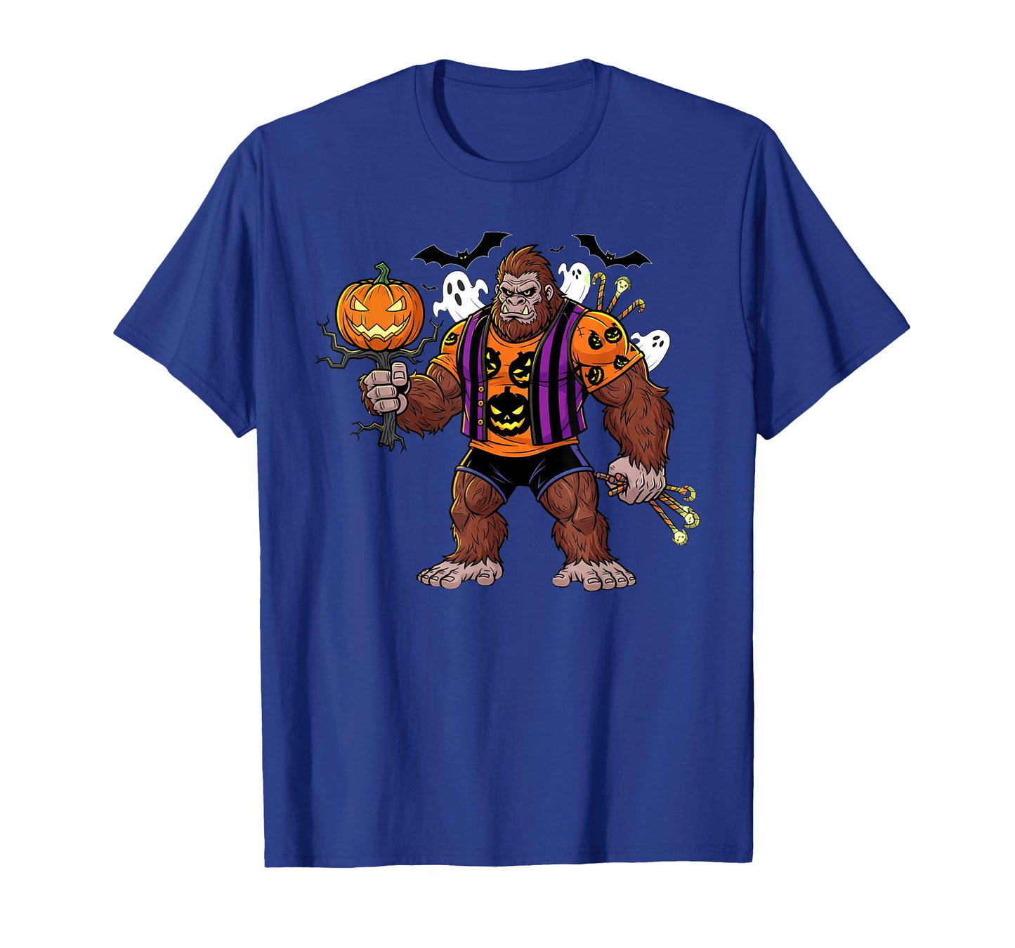 Bigfoot Halloween Sasquatch Pumpkin Ghost Costume Men T-Shirt
