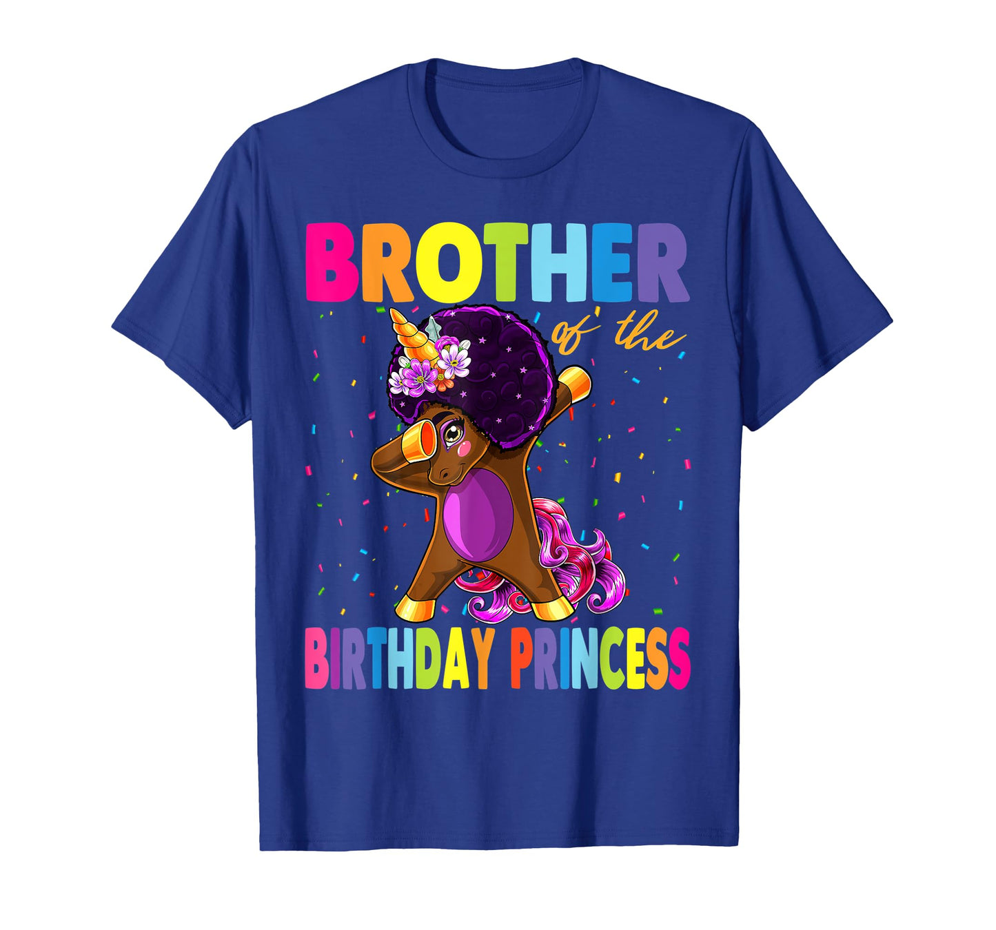 Dabbing Unicorn Afro Brother of the Birthday Princess T-Shirt