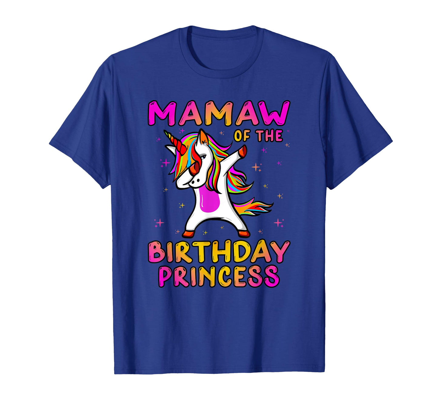Mamaw Of The Birthday Princess Girl Grandma Dabbing Unicorn T-Shirt