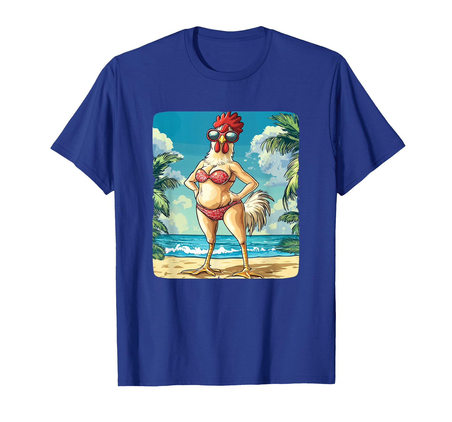 Funny Chicken Woman Costume in Bikini for Beach Lovers T-Shirt