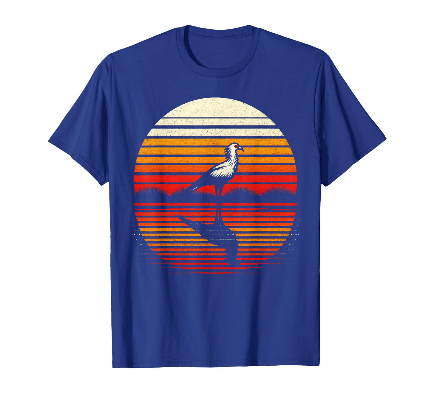 Secretary Bird Sunset Retro Style Safari Vintage 70s T-Shirt