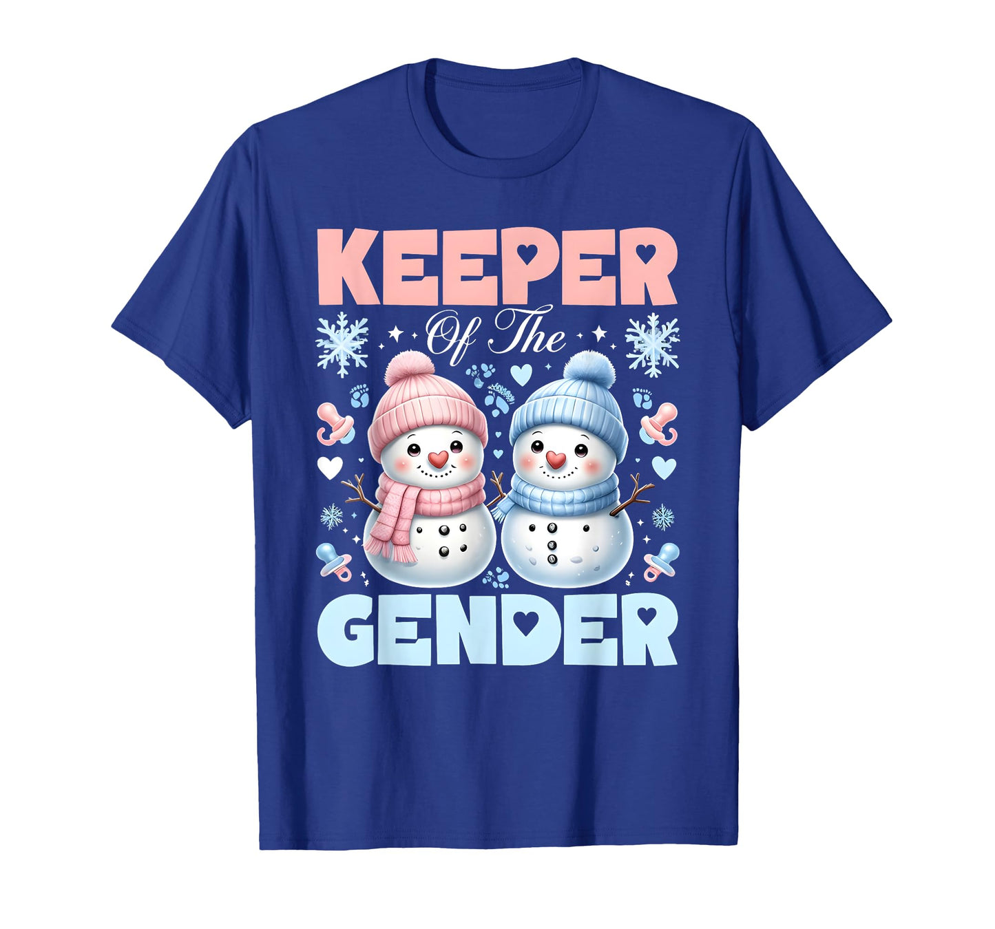 Keeper Of The Gender Reveal Baby Shower Snowman Christmas T-Shirt
