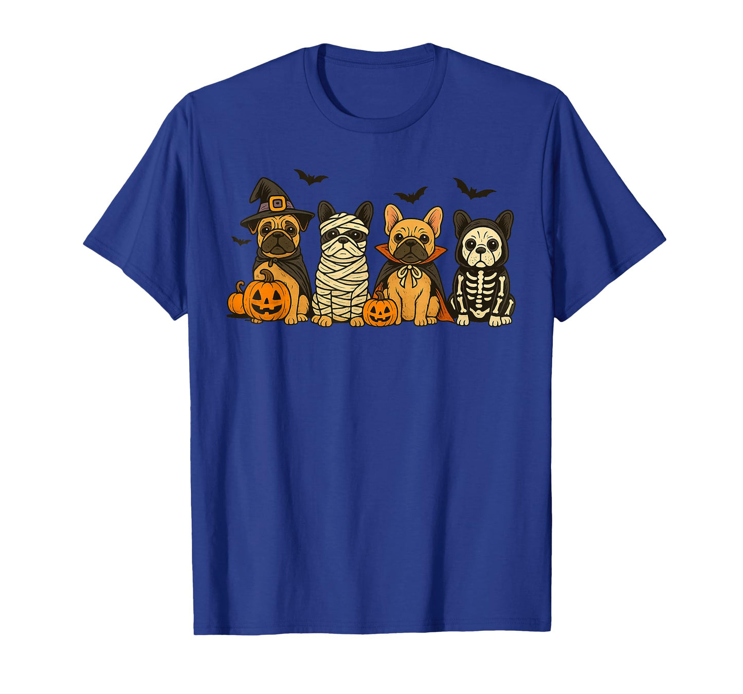 Halloween French Bulldog Dogs Witch Mummy Skeleton T-Shirt