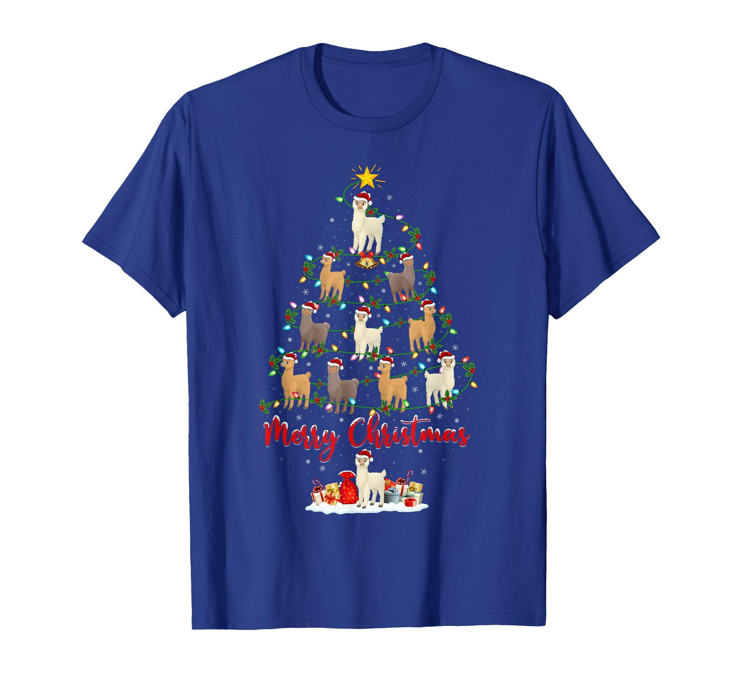Alpaca Xmas Lighting Santa Alpaca Christmas Tree T-Shirt