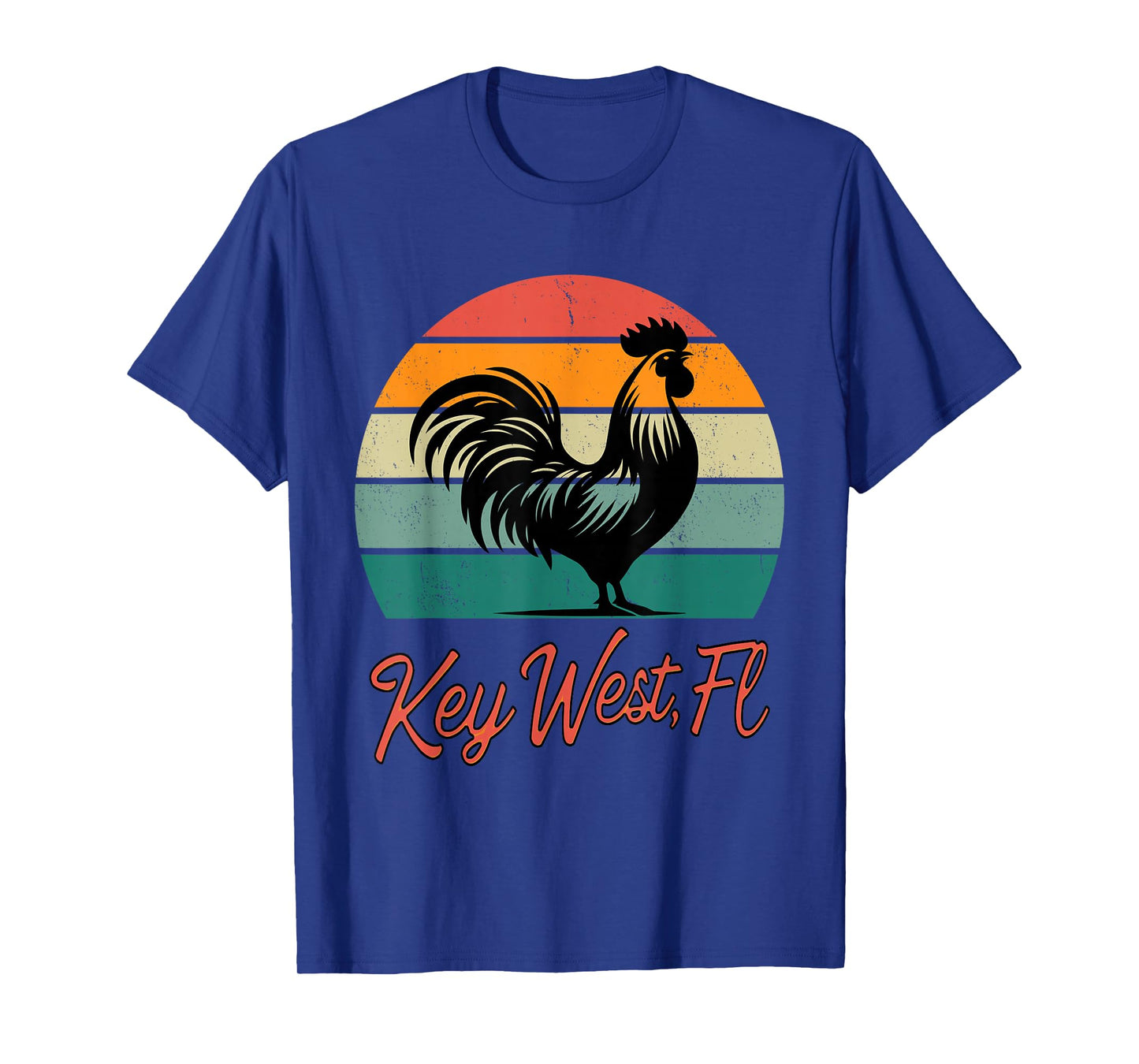 Key West Florida rooster chicken with retro sunset T-Shirt