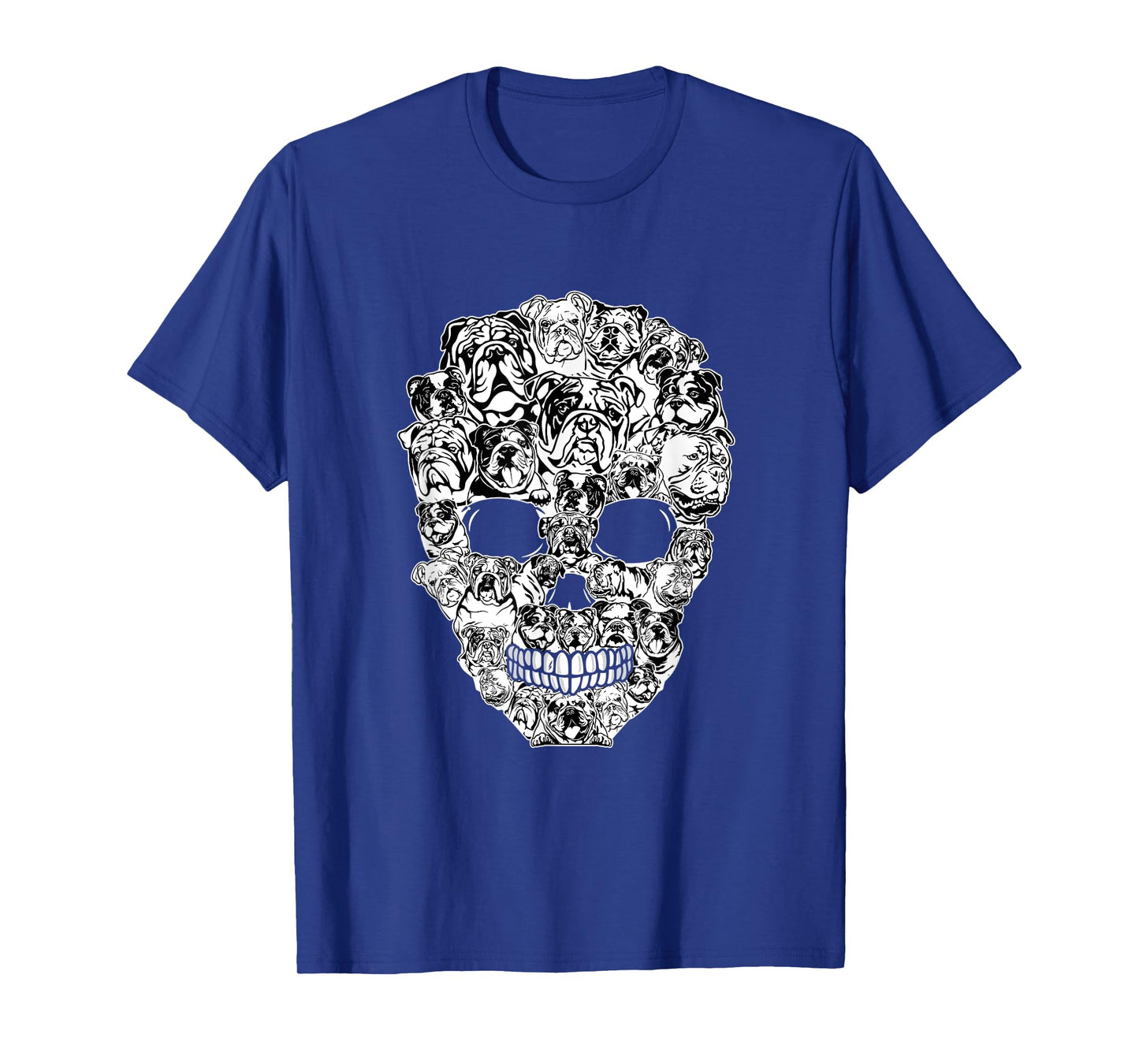 Funny English Bulldog Skull Dog Skeleton Halloween Men Women Kids T-Shirt