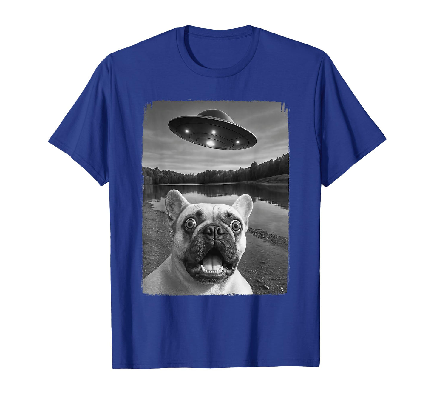 French Dog UFO Selfie Funny Frenchie T-Shirt