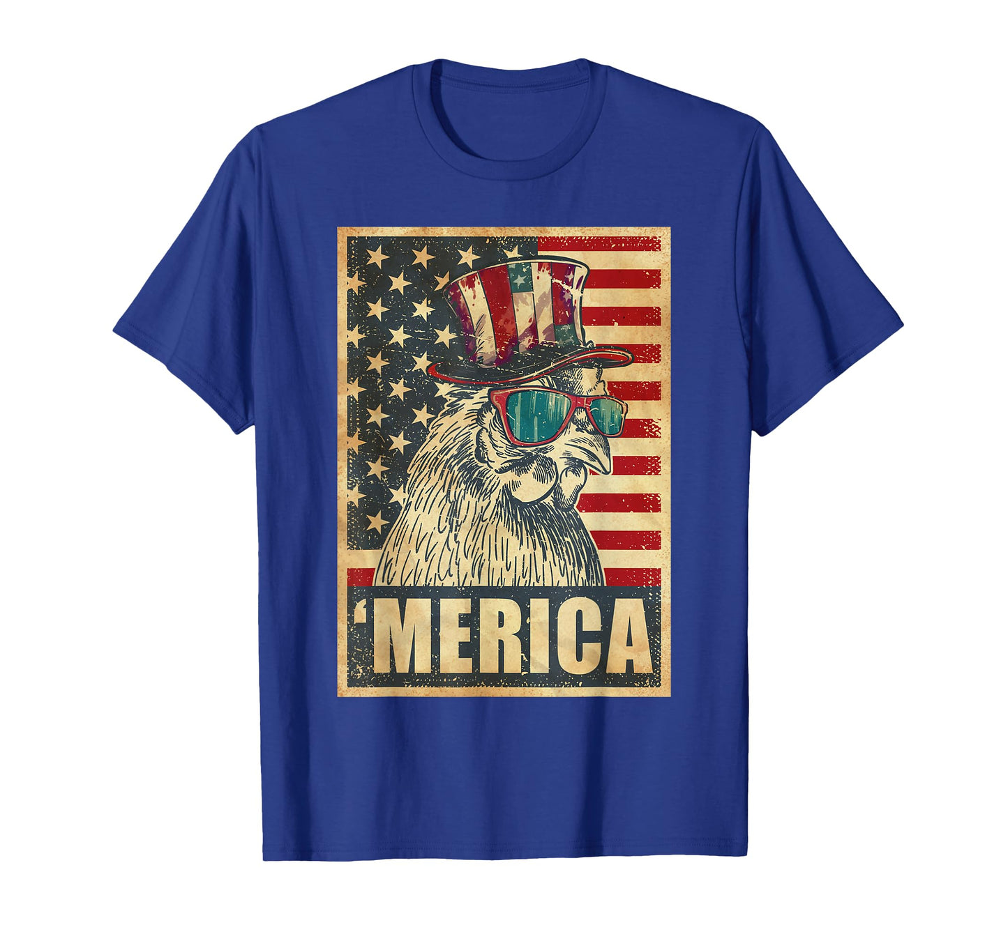 Chicken Merica Vintage American Flag 4th Of July T-Shirt