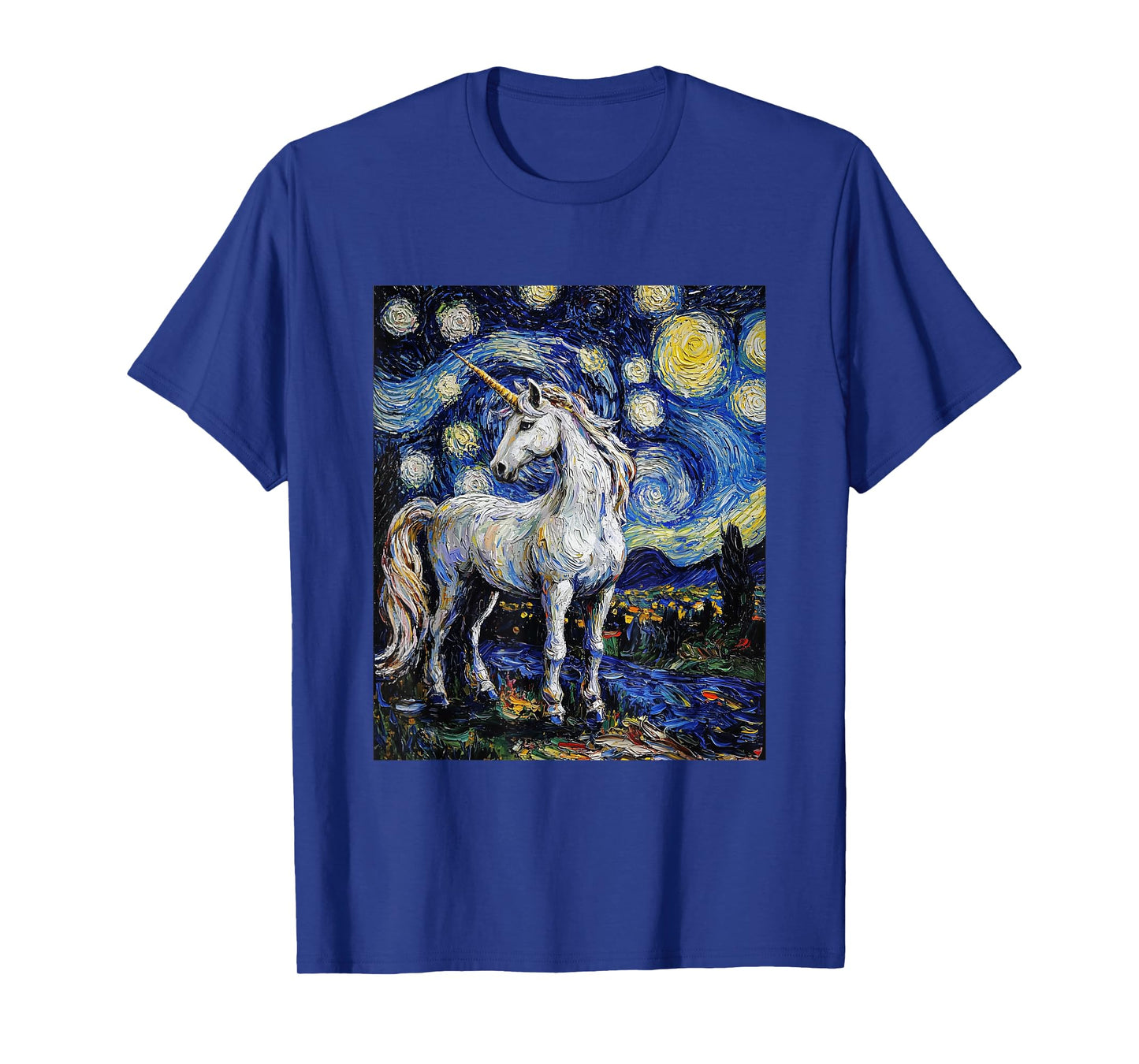 Cute Unicorn - Van Gogh Style - Starry Night T-Shirt