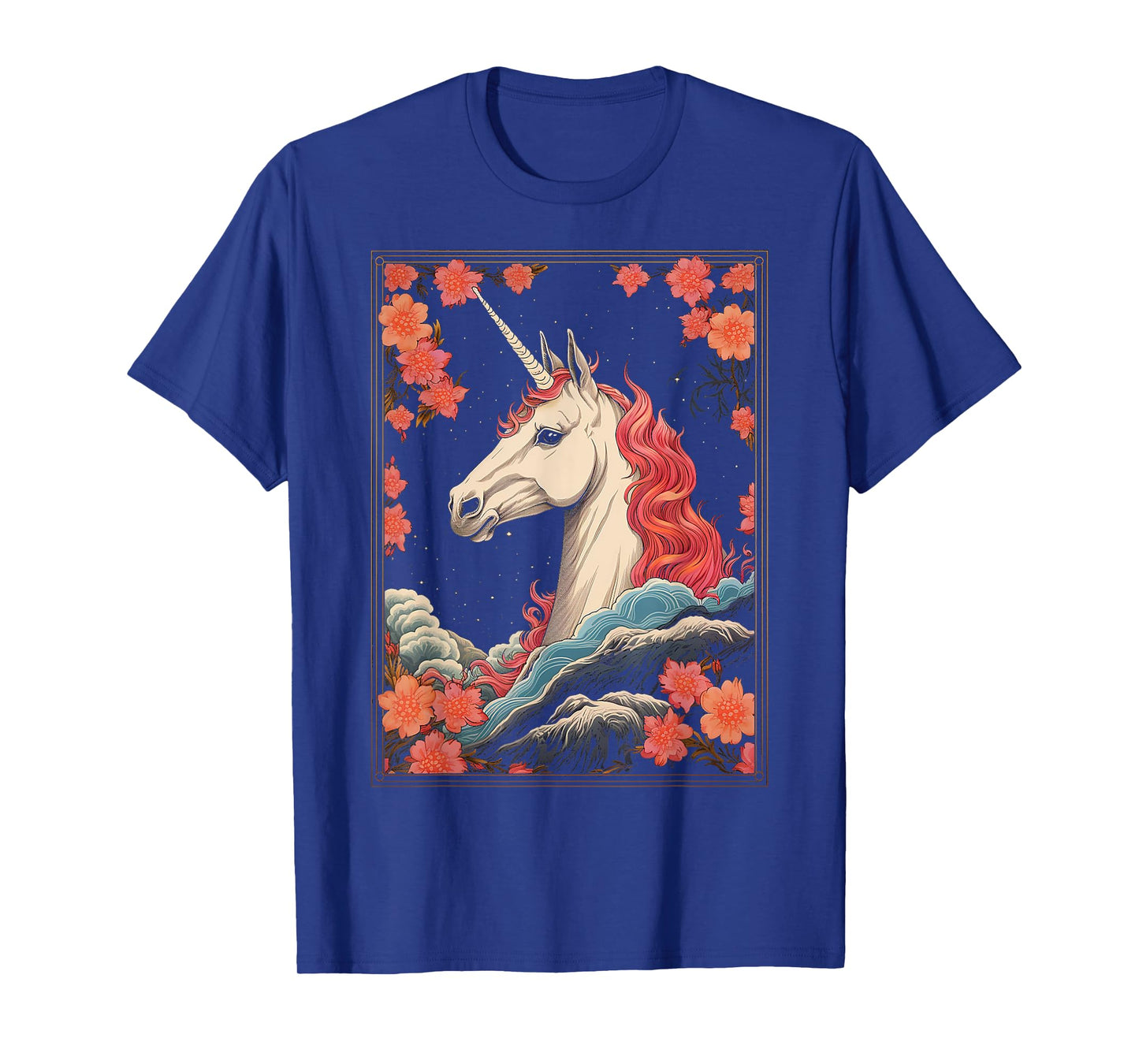 Unicorn Flowers Animal Nature Motif Unicorn T-Shirt