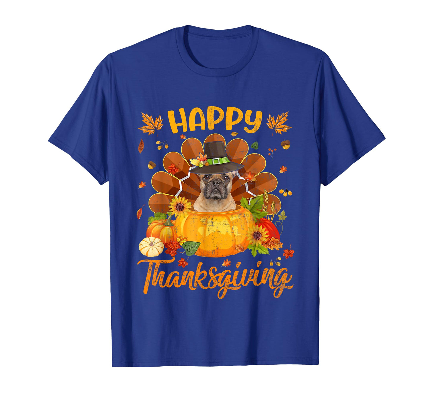 Happy Thanksgiving French Bulldog Dog Turkey Pumpkin T-Shirt