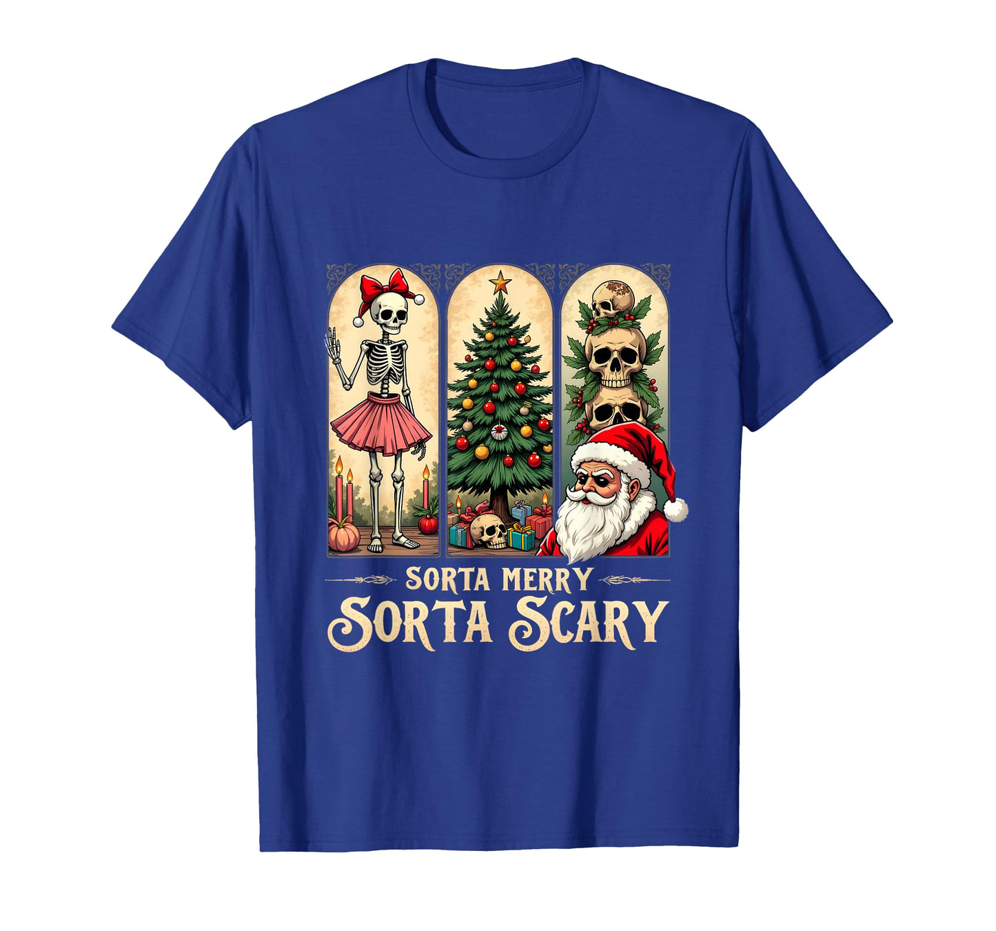 Christmas Vibes Xmas Skeleton Sorta Merry Sorta Scary Gothic T-Shirt