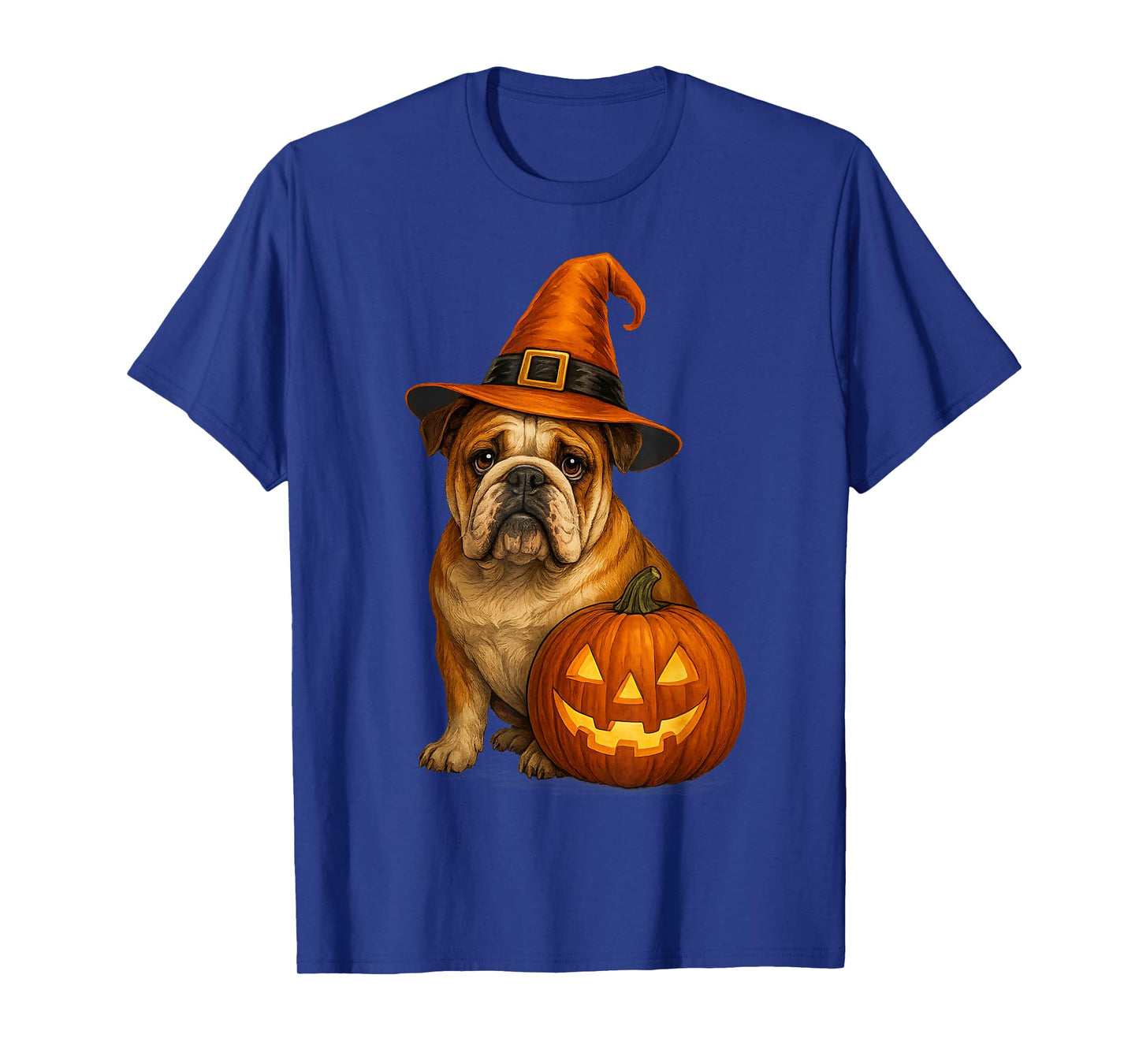 Bulldog Halloween Dog Witch Pumpkin Design Thanksgiving T-Shirt