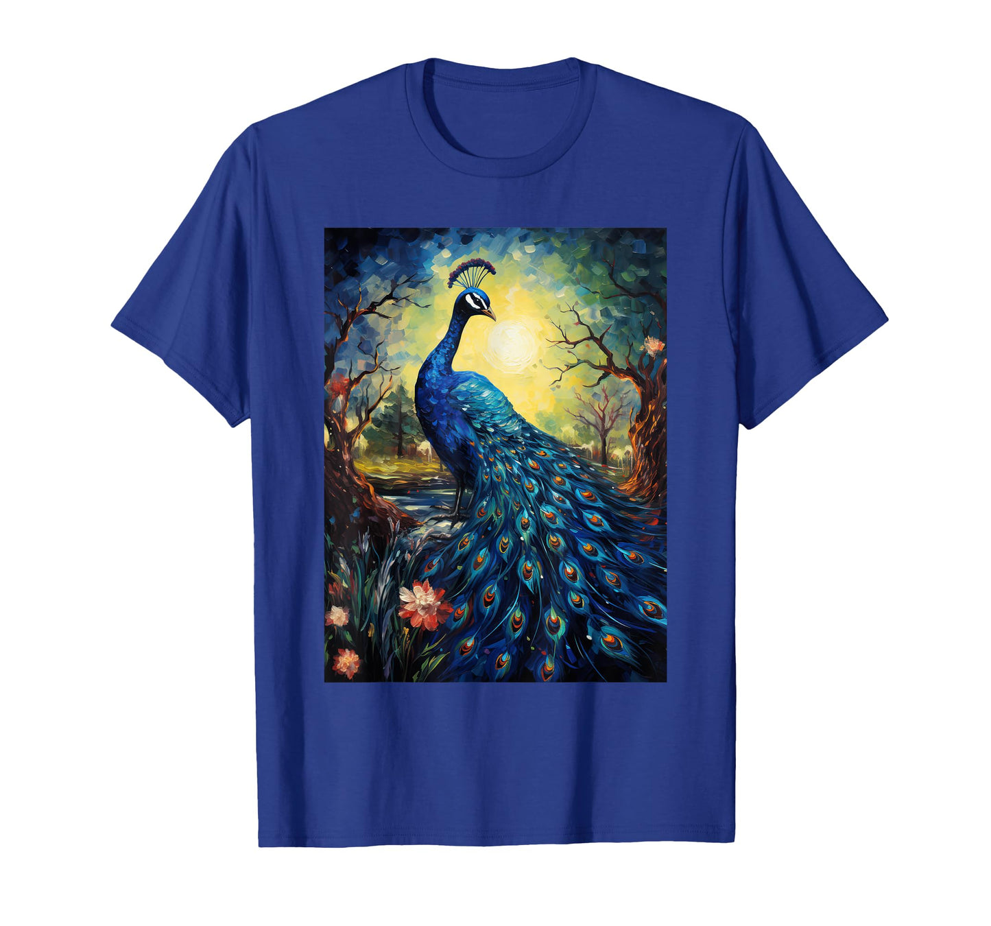 Peacock Starry Night Van Gogh Style Graphic T-Shirt