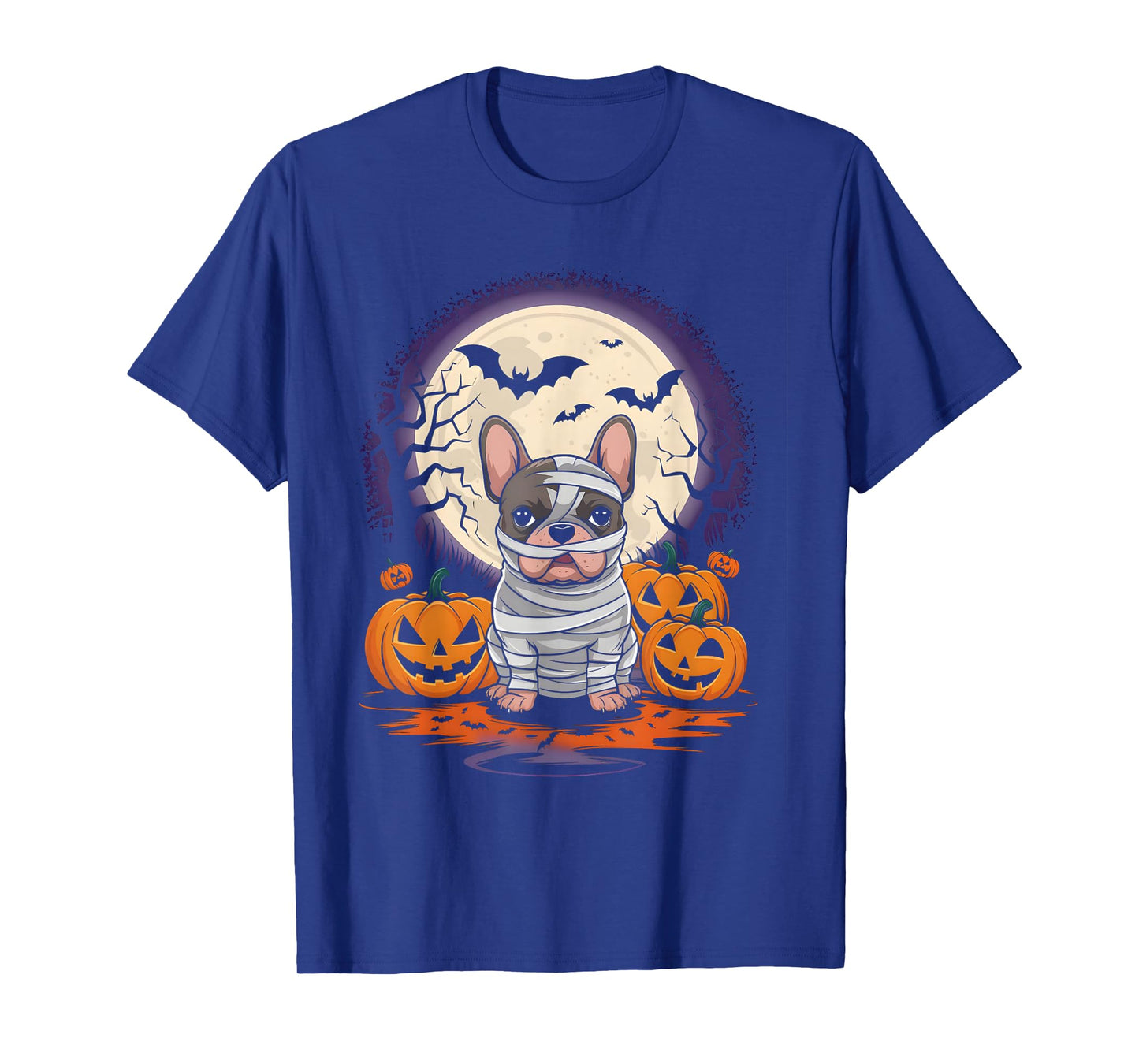Spooky French Bulldog Mummy Full Moon - Halloween Dog T-Shirt